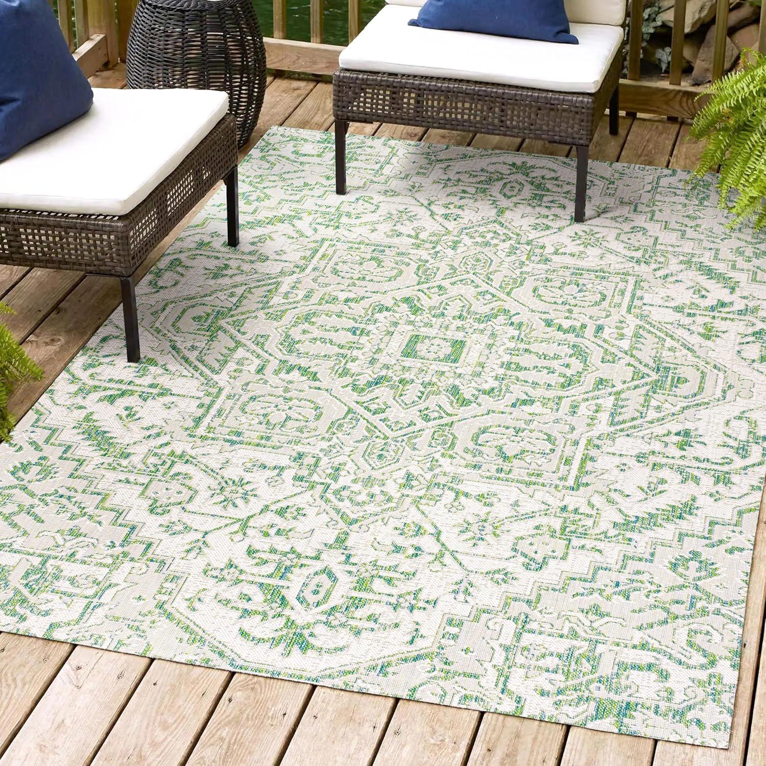 Estrella Bohemian Inspired Medallion Textured Weave Indoor/Outdoor Area Rug - JONATHAN Y