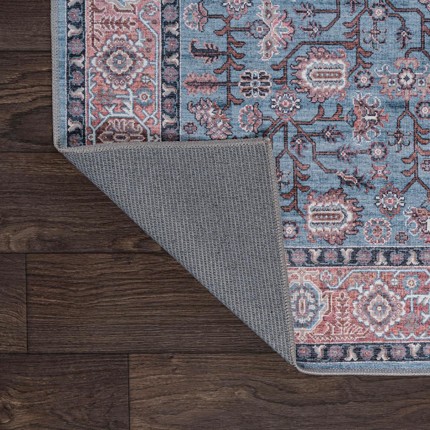 Kemer All-Over Persian Machine-Washable Blue/Red/Brown 3 ft. x 5 ft. Area Rug - JONATHAN Y