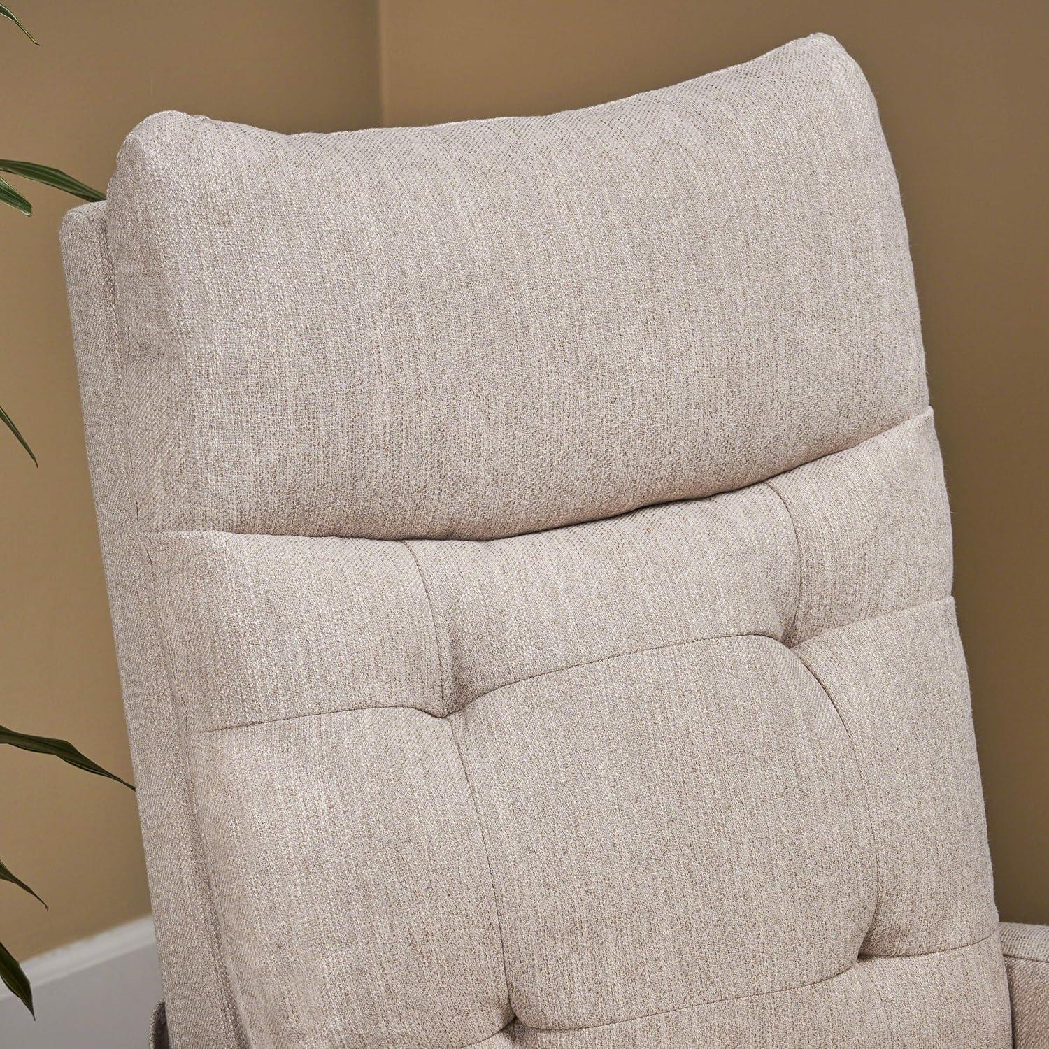 Christopher Knight Home Woodglen Contemporary Glider Swivel Recliner Beige: Upholstered Polyester, Wood Frame