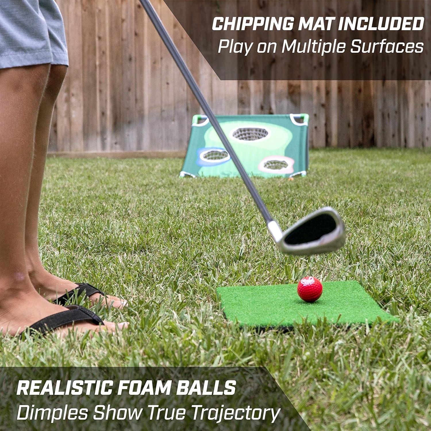 GoSports BattleChip Backyard Golf Cornhole Games – Includes Targets, Chipping Mats, Foam Golf Balls, Scorecard and Carry Case