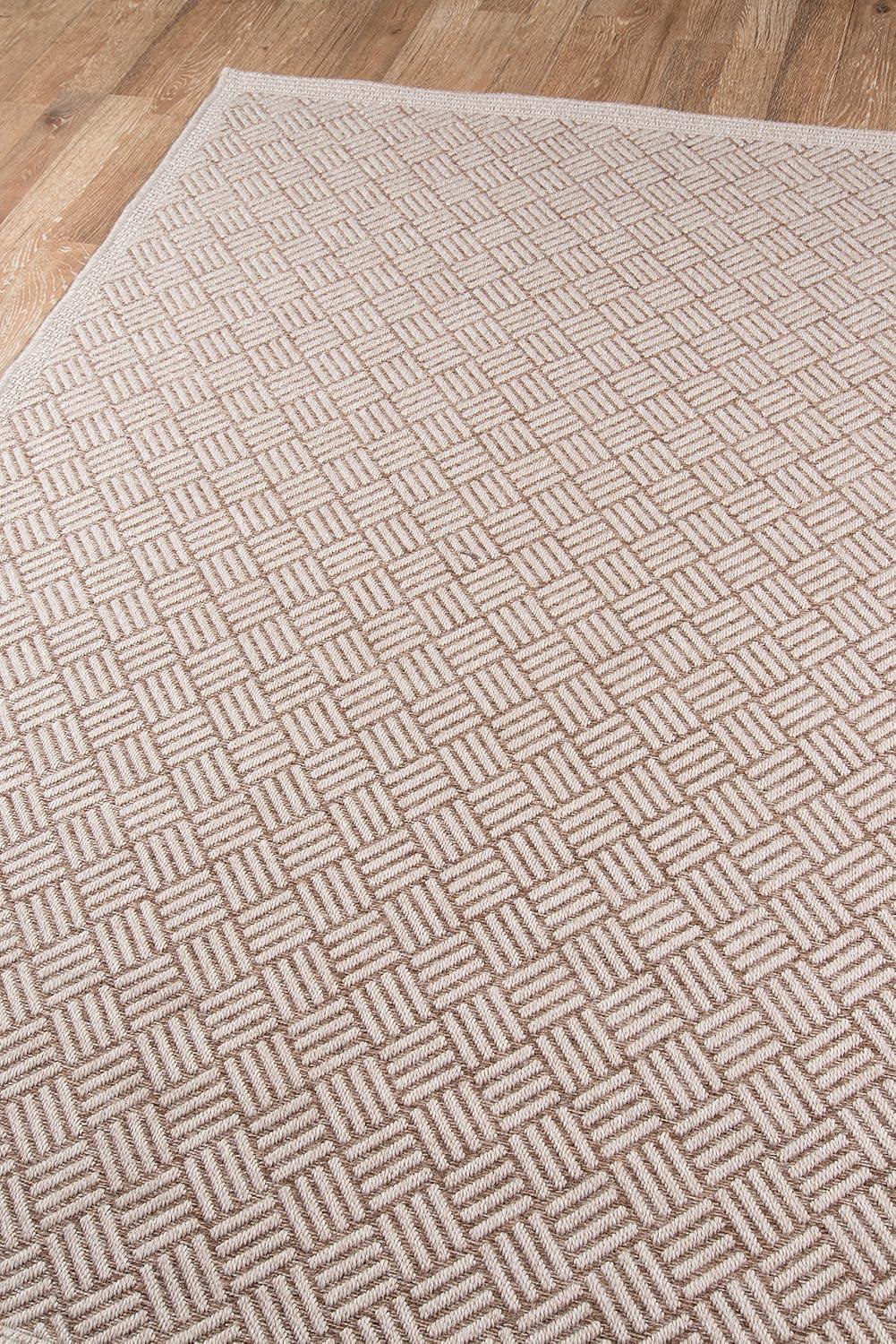 3'11"x5'7" Geometric Loomed Accent Rug Tan - Momeni: Indoor Outdoor Low Pile Rectangle, Contemporary Design