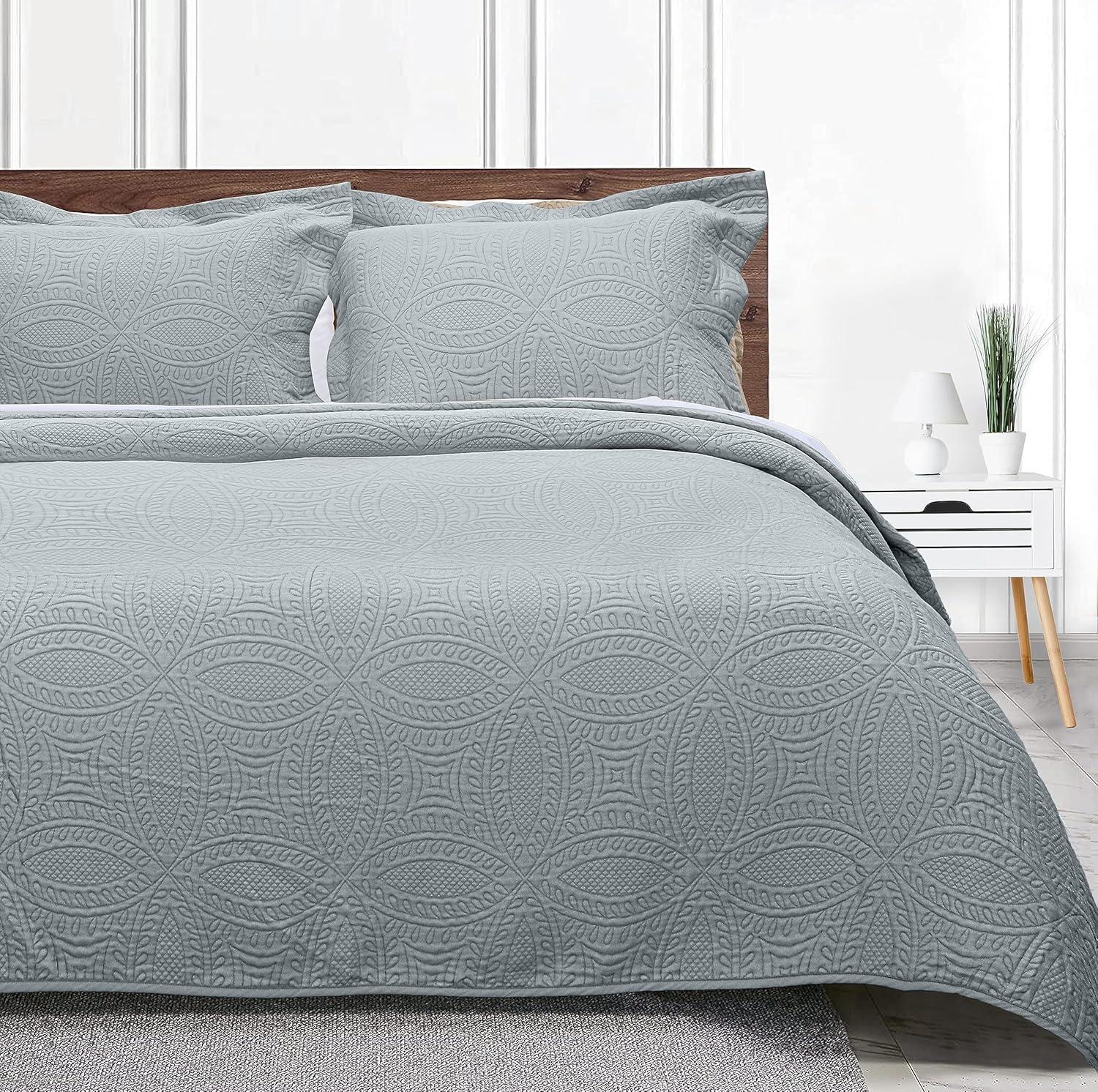 Chezmoi Collection Austin Microfiber Reversible 3-Piece Coverlet / Bedspread Set