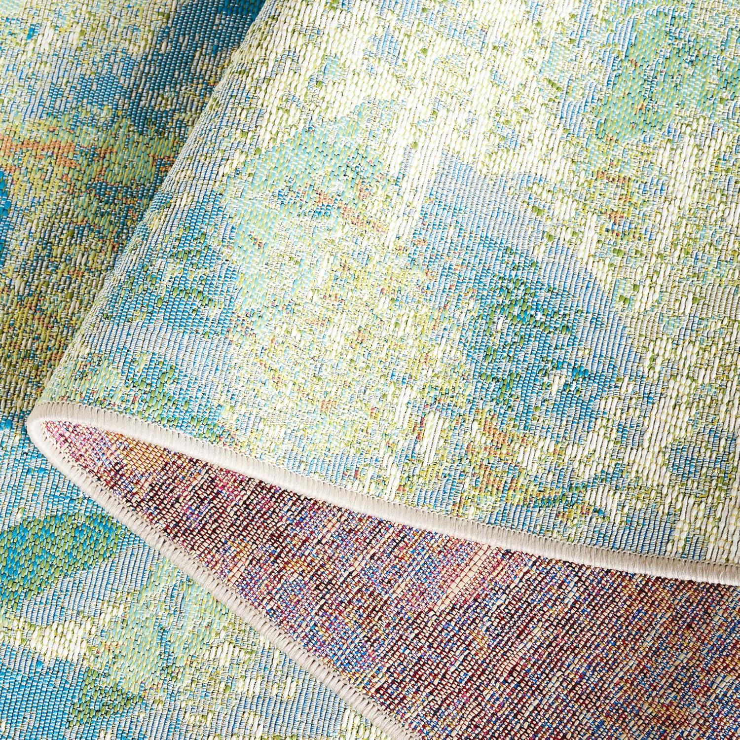 Barbados BAR594 Power Loomed Indoor and Outdoor Area Rug - Blue/Ivory - 8'x10'5" - Safavieh.