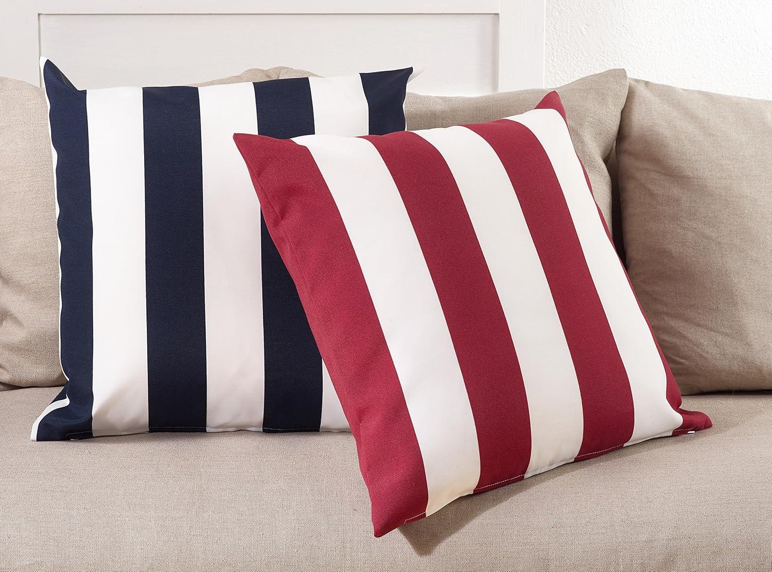 17"x17" Striped Poly Filled Indoor/Outdoor Accent Square Throw Pillow - Saro Lifestyle