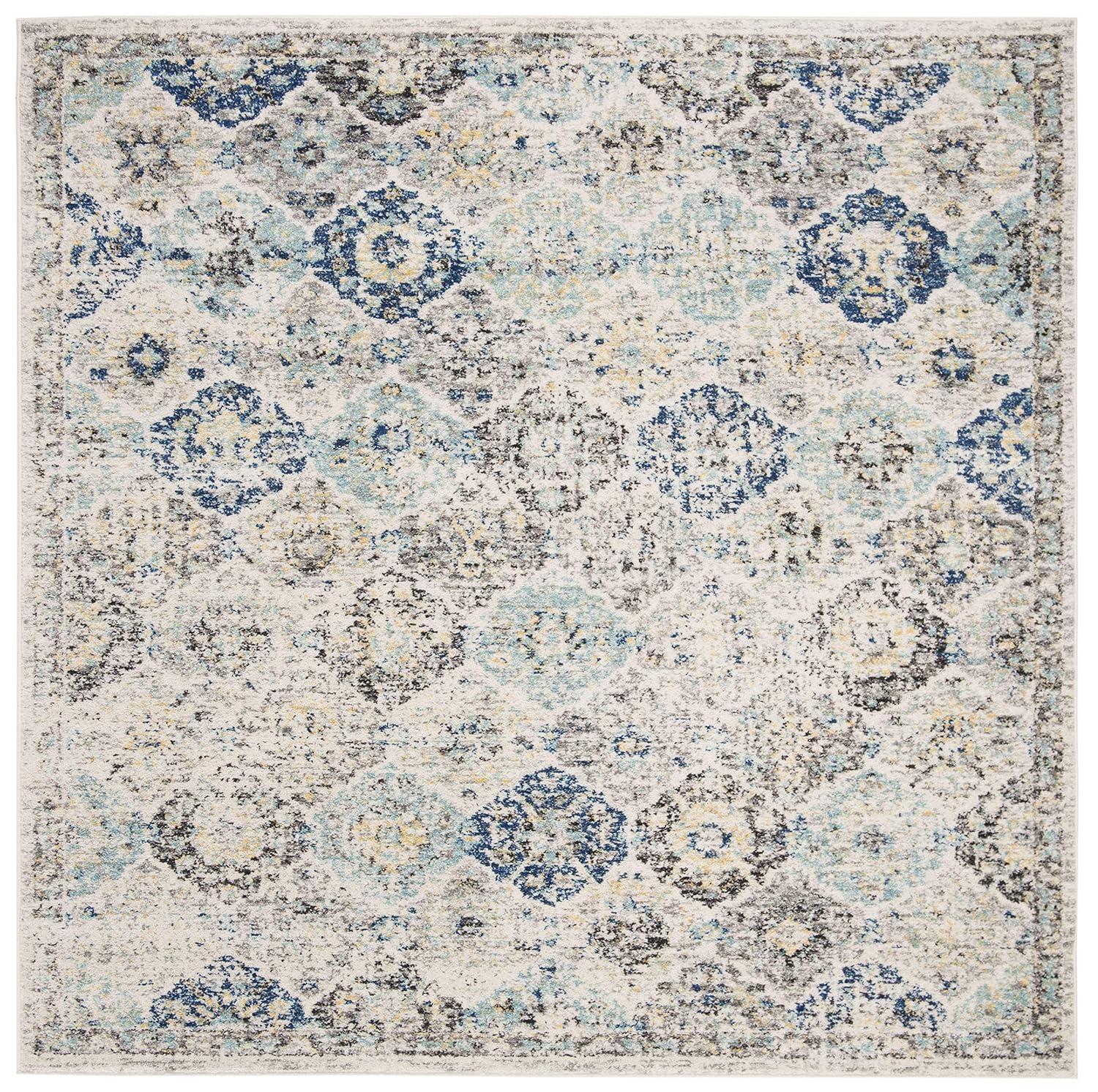 Madison MAD611 Power Loomed Indoor Area Rug - Ivory/Aqua - 9'x9' - Safavieh