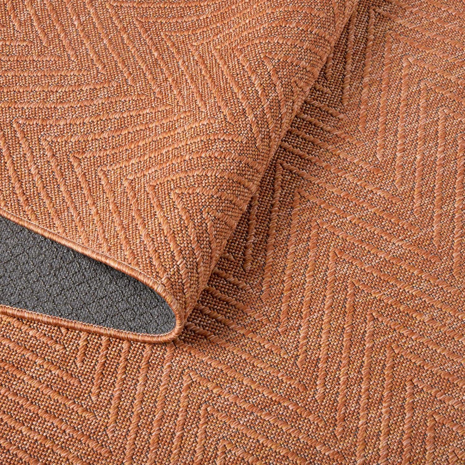 TOWN & COUNTRY BASICS Pax Herringbone Textured Solid Machine Washable Area Rug Rust