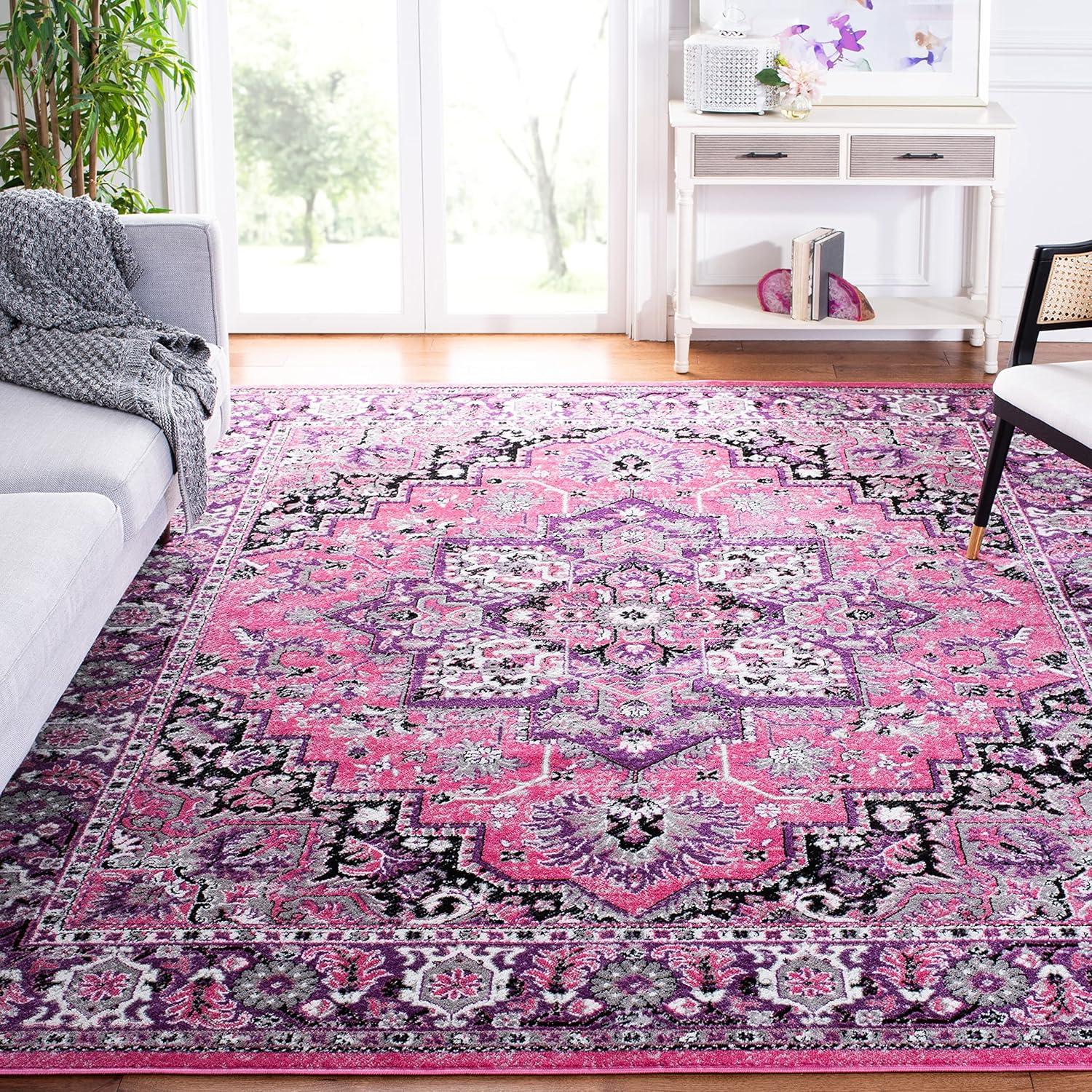 Skyler SKY126 Power Loomed Indoor Area Rug - Pink/Ivory - 8'x10' - Safavieh