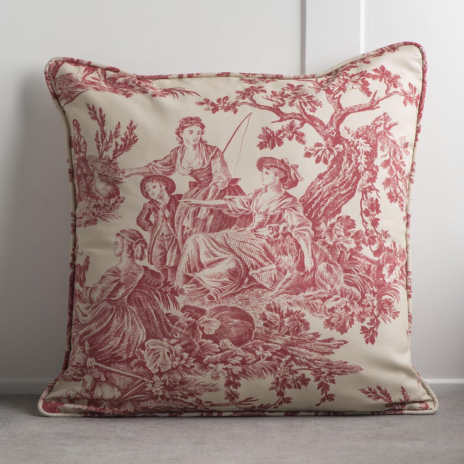 Maison d' Hermine Decorative Pillow Covers 18 x 18 Inch Square 100% Cotton Throw pillow Covers with invisible Zipper Cushion Case for Living Room Couch, Chair, Sofas, Bedroom, Home (Calais - Cardinal)