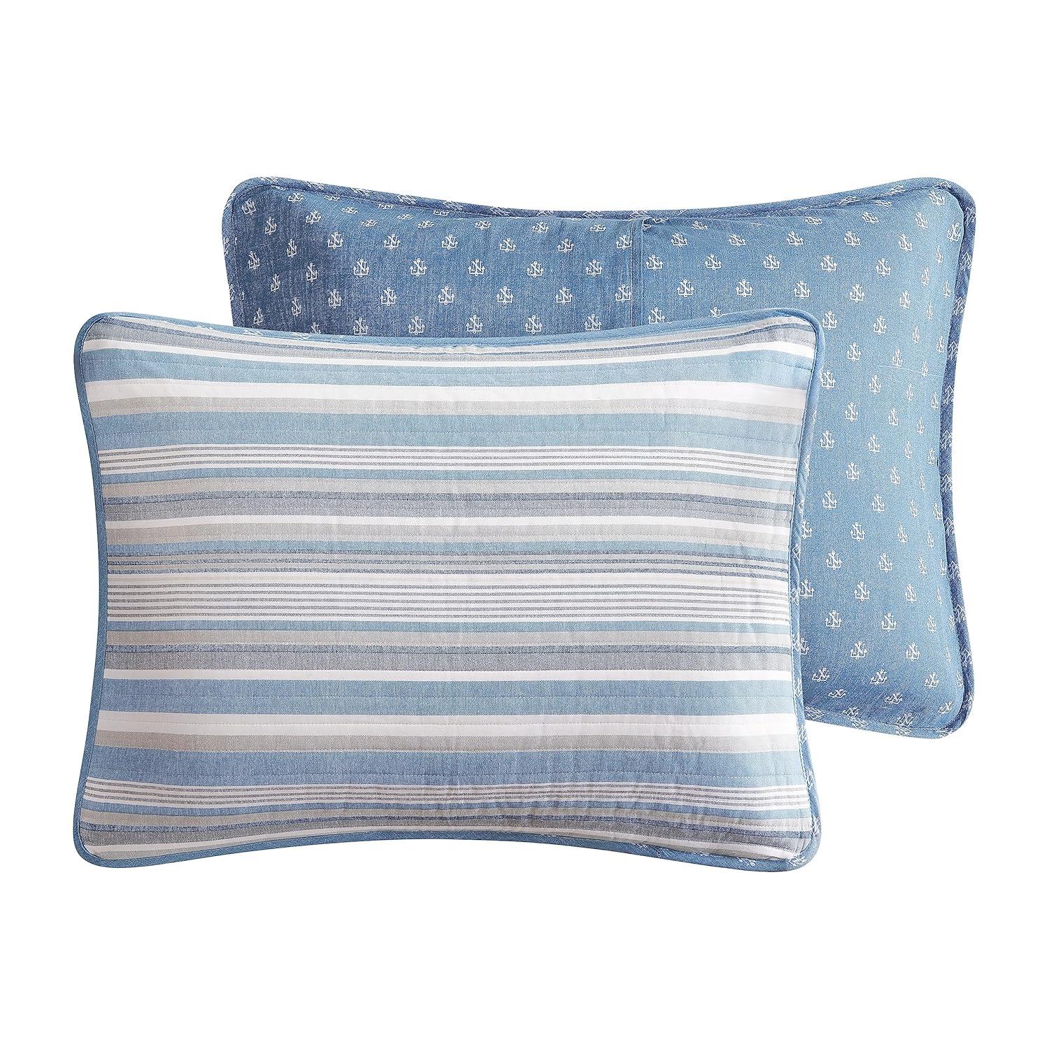 Nautica Nautica Jettison Cotton Reversible Blue Quilt Set