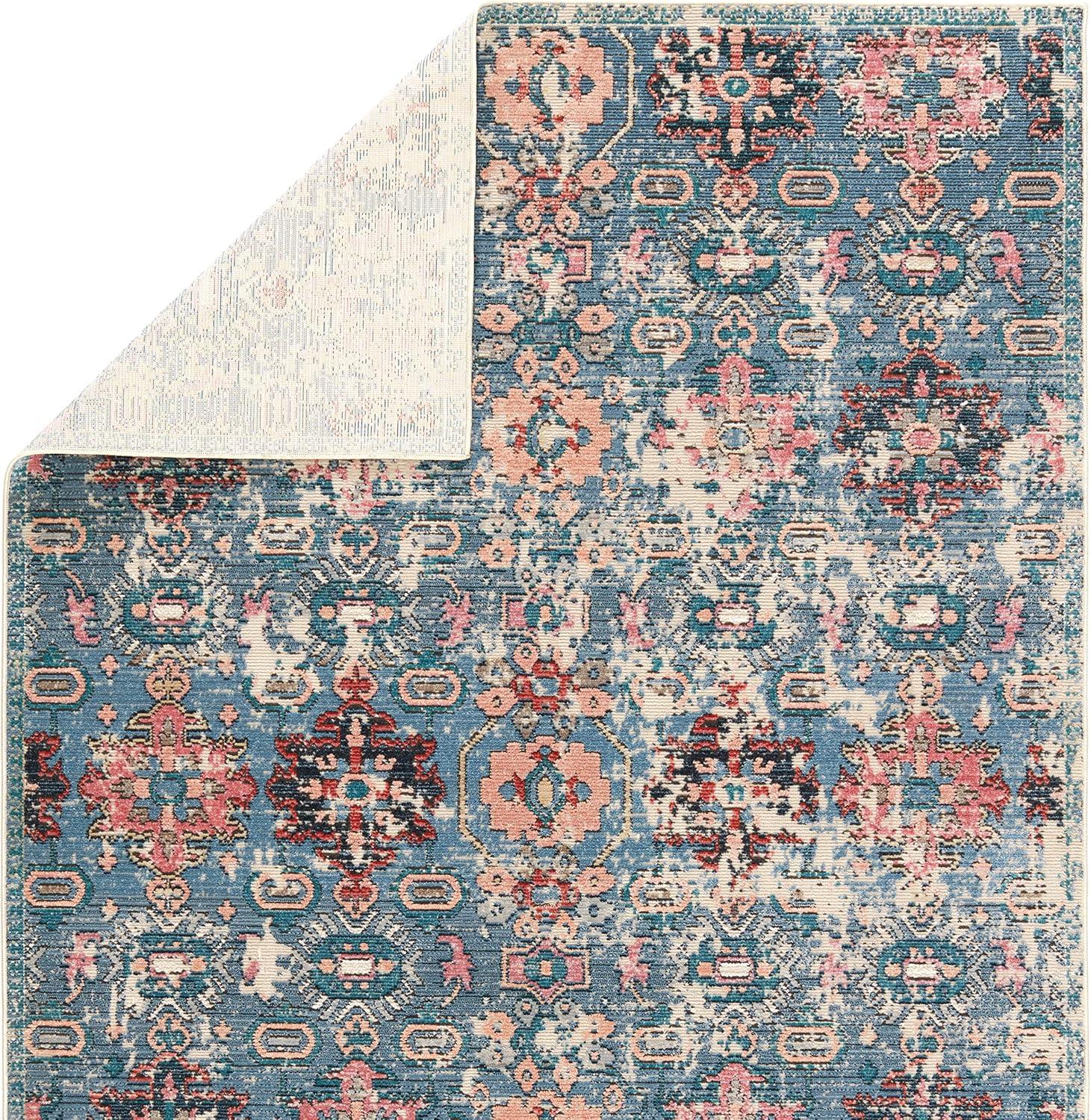 Swoon Blue Synthetic Rectangular Washable Area Rug 2'6"x4'