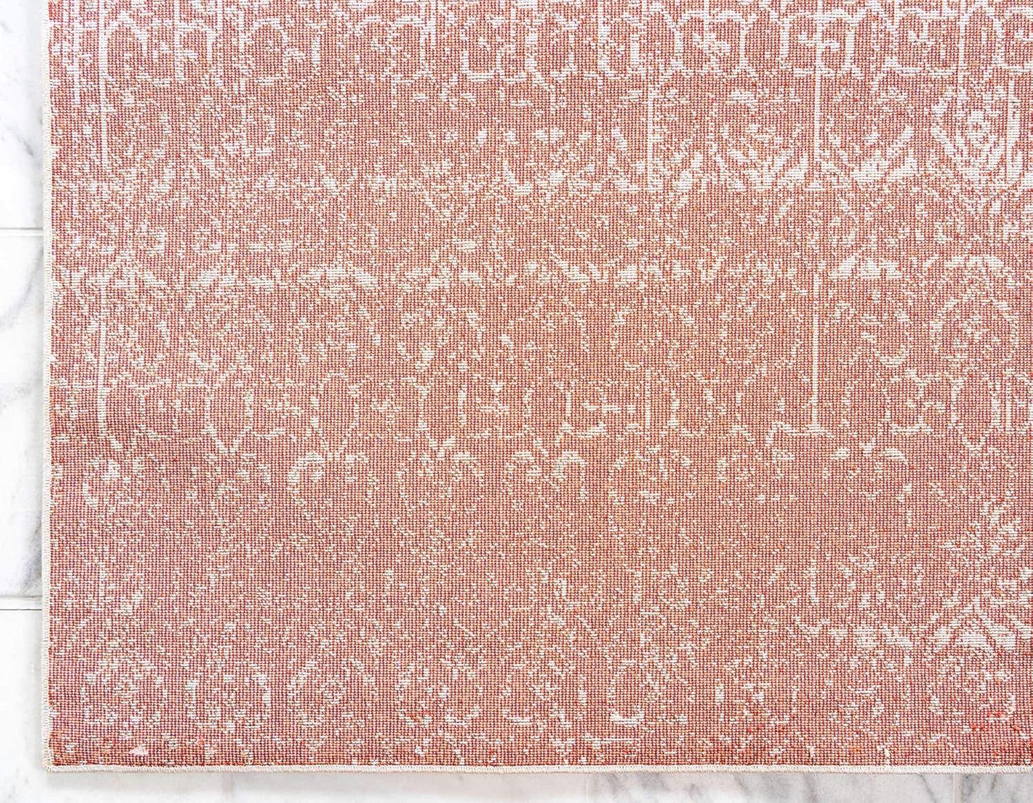 Unique Loom Del Mar Collection Area Rug - Jennifer (10' x 13' 1" Rectangle Red/Beige)