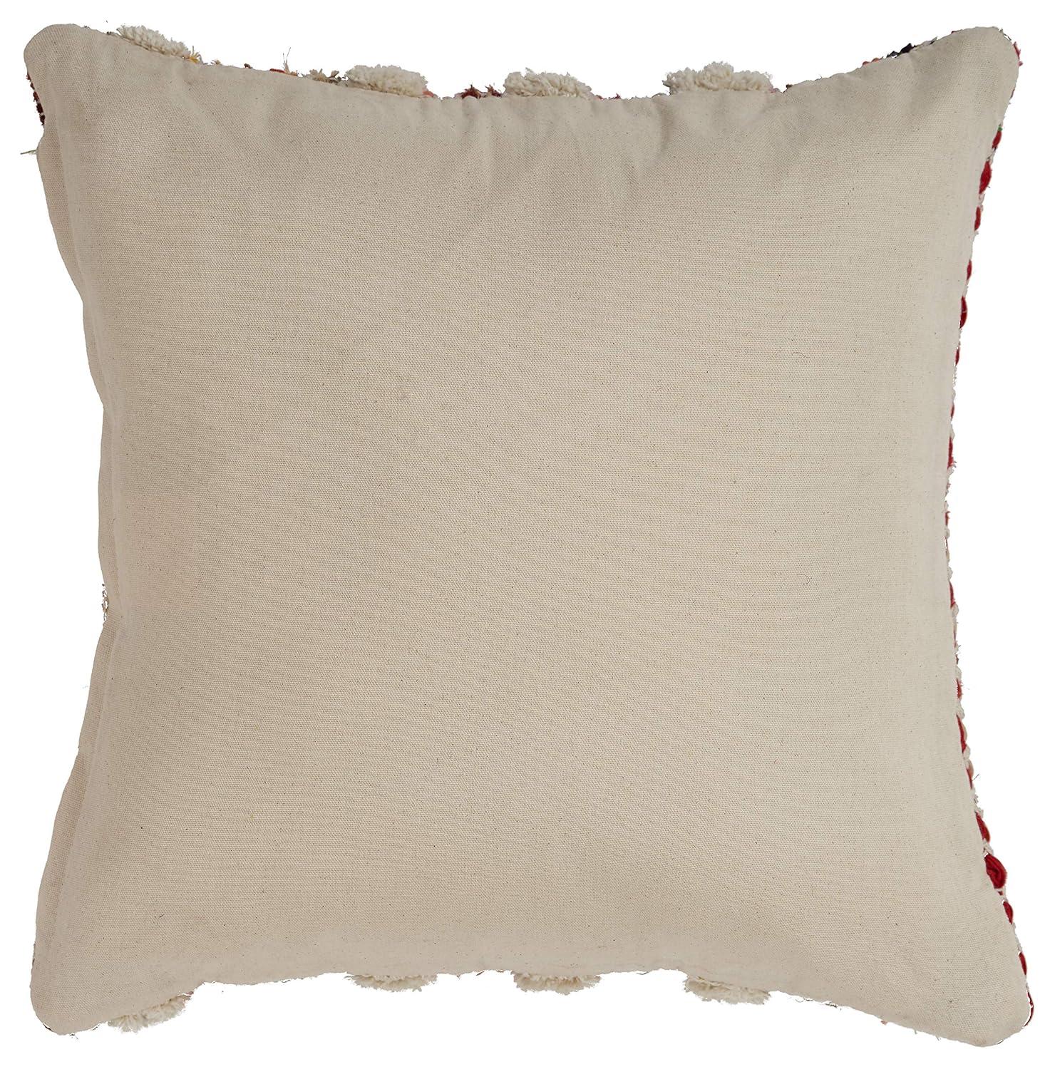 Evette Rios Dahlia Bohemian Multicolor Chevron Striped Chindi Handmade Pillow