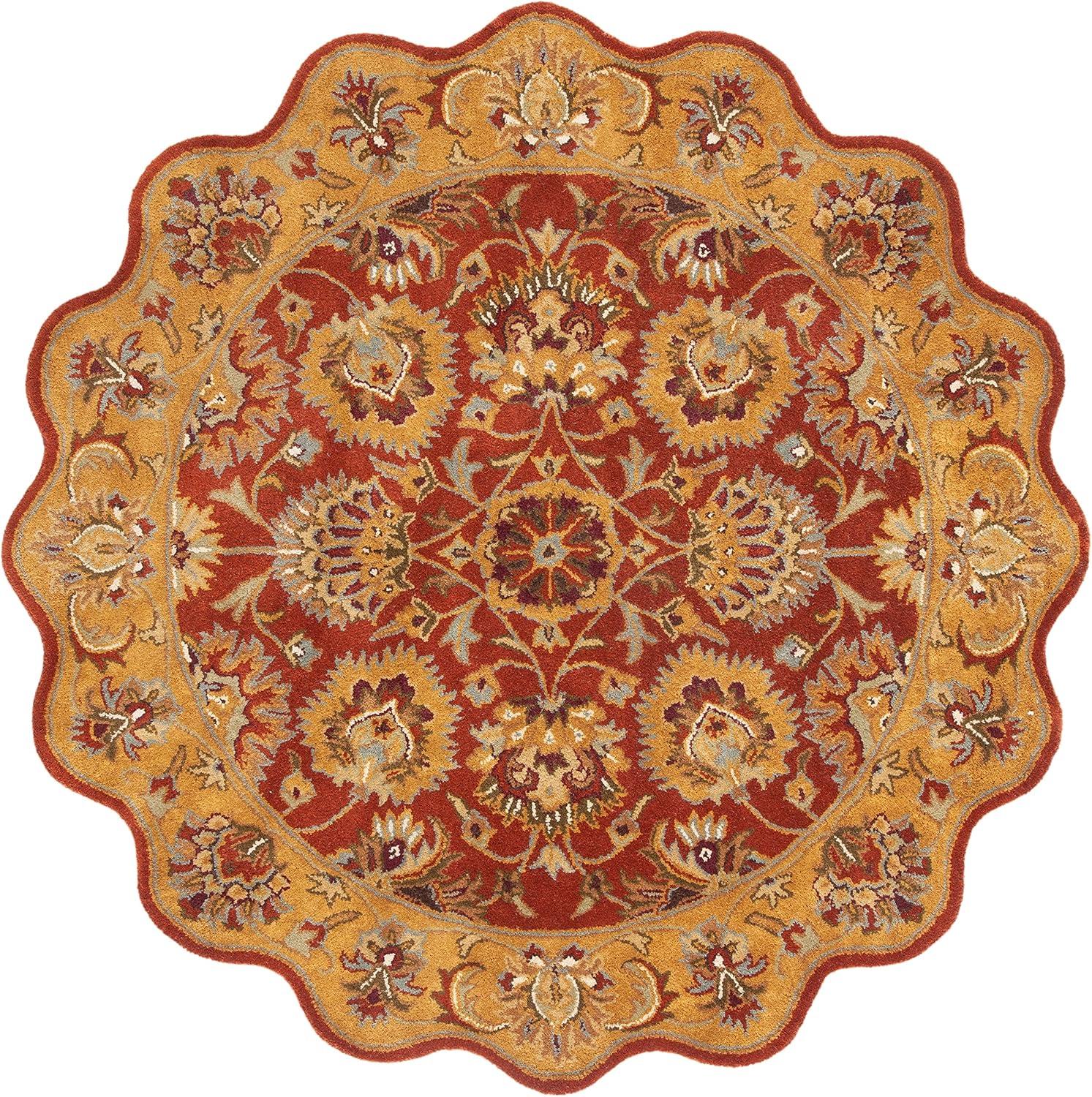 Heritage HG820 Hand Tufted Area Rug - Red/Natural - 6' Round - Safavieh.