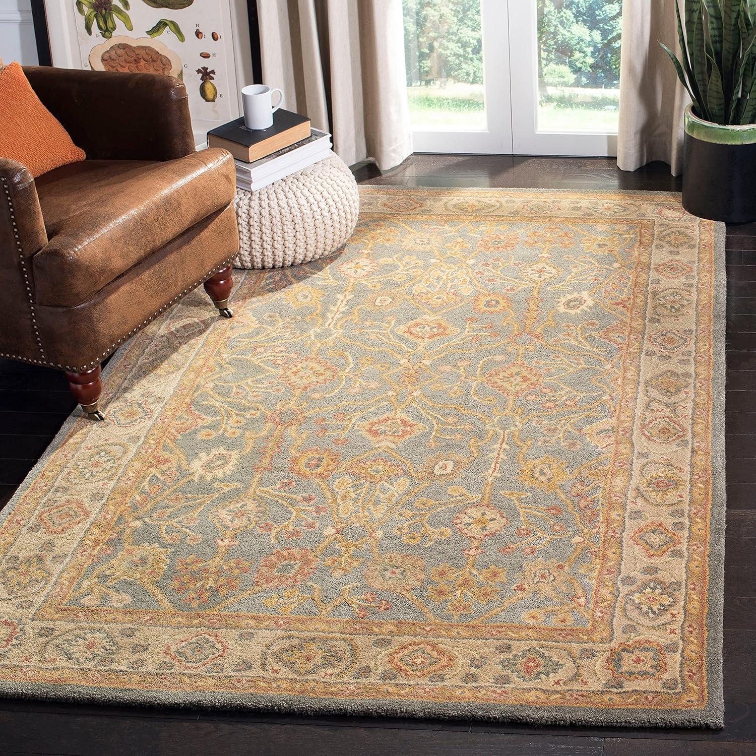 SAFAVIEH Antiquity Chanelle Oriental Wool Area Rug, Blue/Ivory, 9'6" x 13'6"
