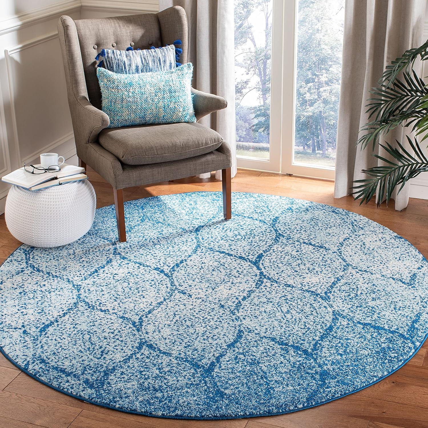 Madison MAD604 Power Loomed Indoor Area Rug - Navy/Blue - 6'7" Round - Safavieh