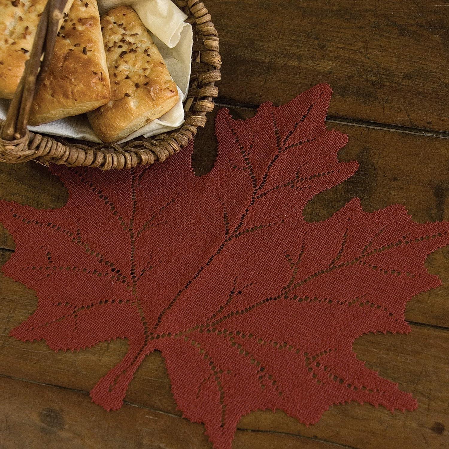 Dark Paprika Maple Leaf Fabric Placemats Set of 4