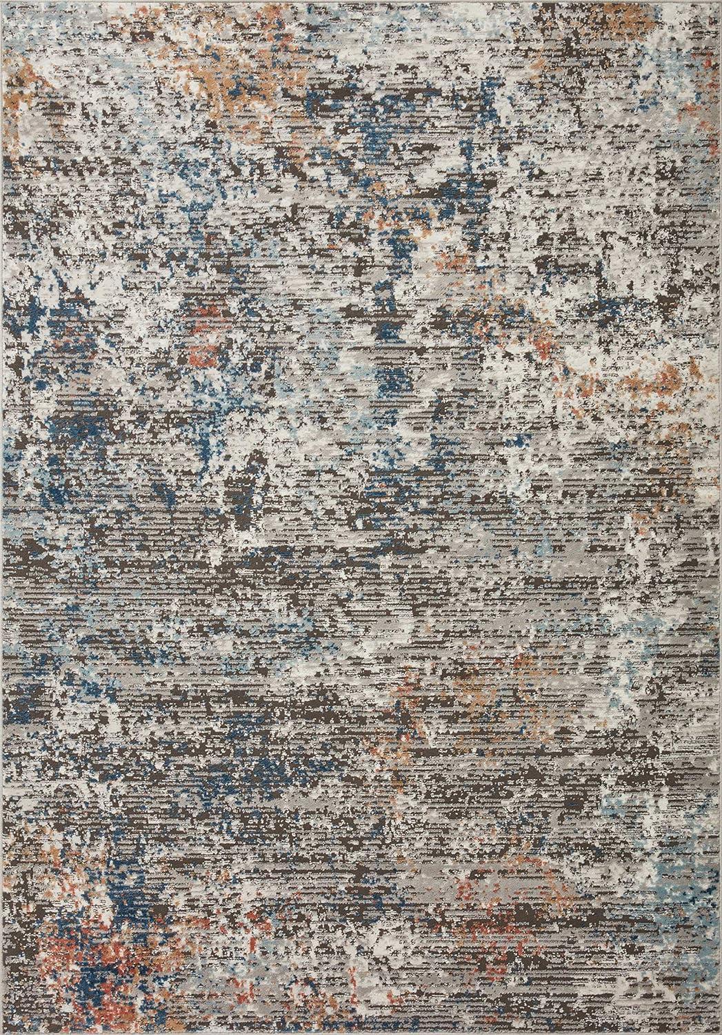 Gray and Multi-Color Stain-Resistant Synthetic Runner Rug