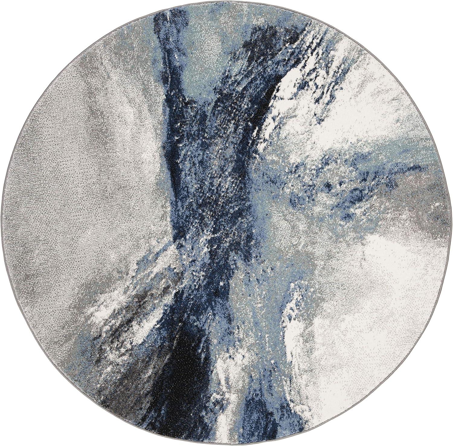 SAFAVIEH Galaxy Rosamund Abstract Area Rug, 6'7" x 6'7" Round, Blue/Grey