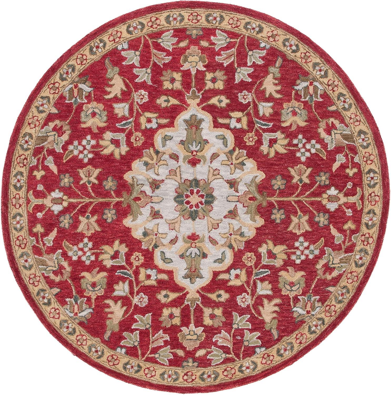 Blossom BLM862 Hand Hooked Area Rug - Beige/Multi - 6' Round - Safavieh.