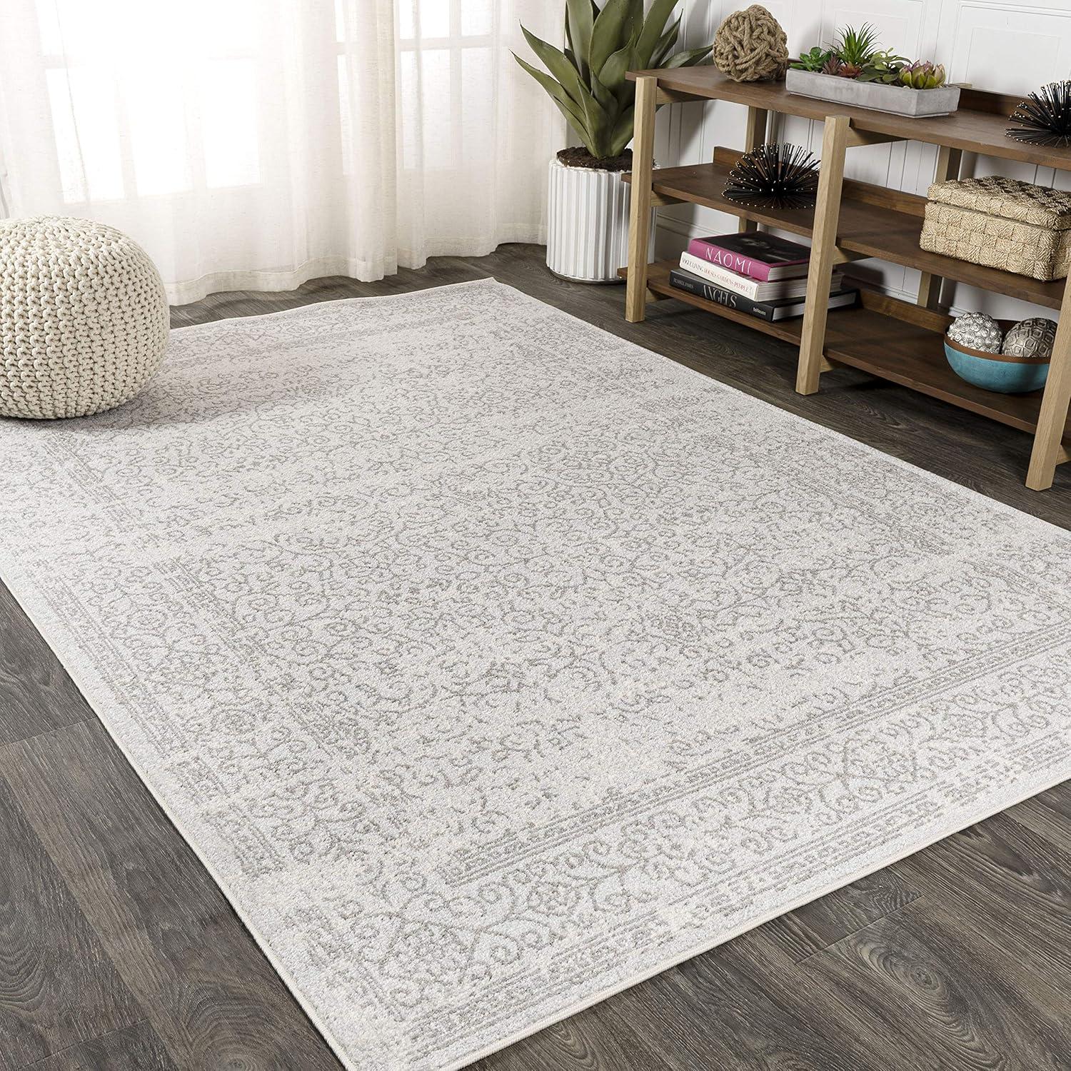 3'x5' Ferro Filigree Charcoal Black and White Area Rug, Gray/Dark Gray - JONATHAN Y