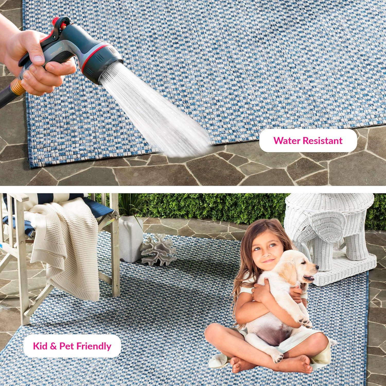 Courtyard CY8653 Power Loomed Indoor and Outdoor Area Rug - Blue/Light Grey - 5'3"x7'7" - Safavieh