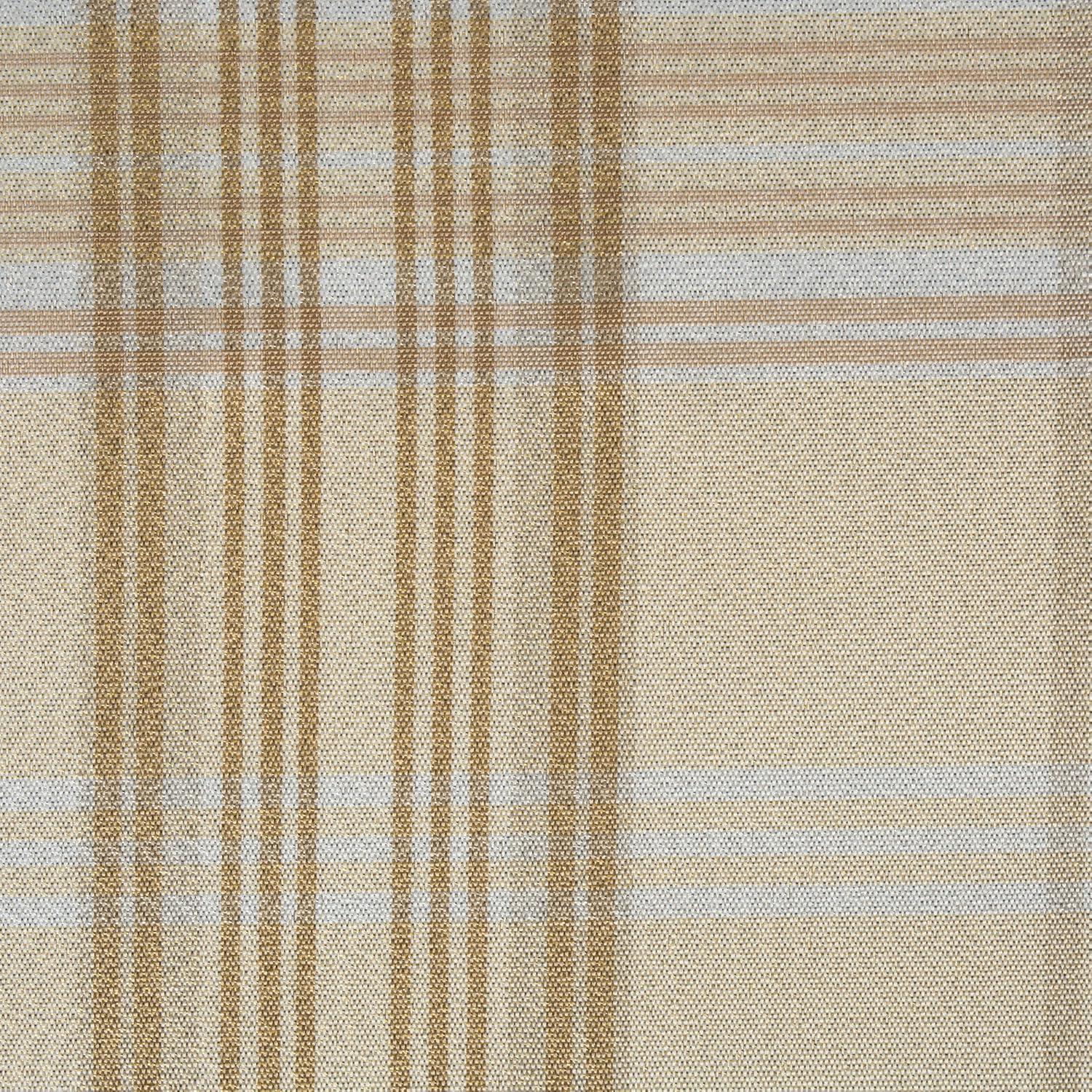 60 x 104 in. Cream Metallic Plaid Tablecloth