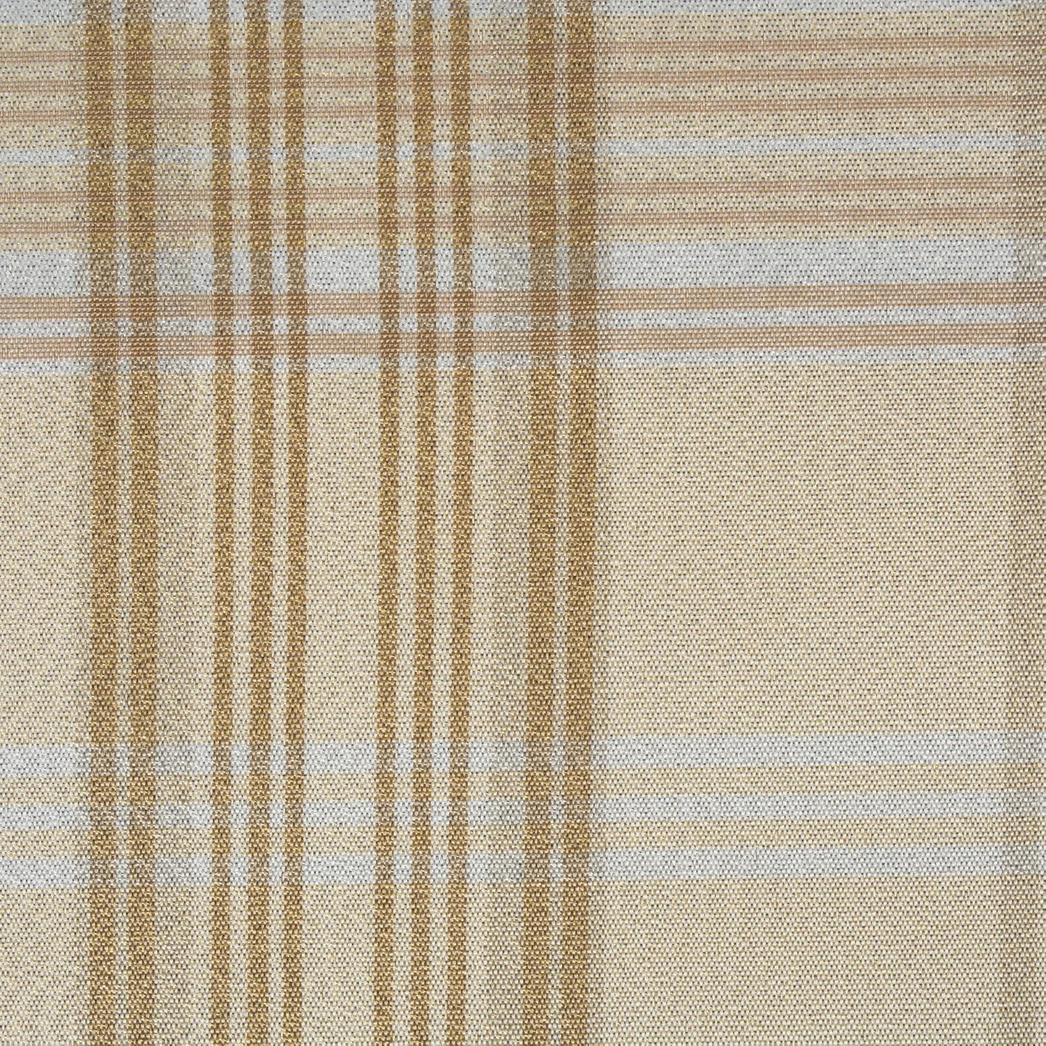 DII 60x104" Modern Polyester Fabric Metallic Plaid Tablecloth in Cream
