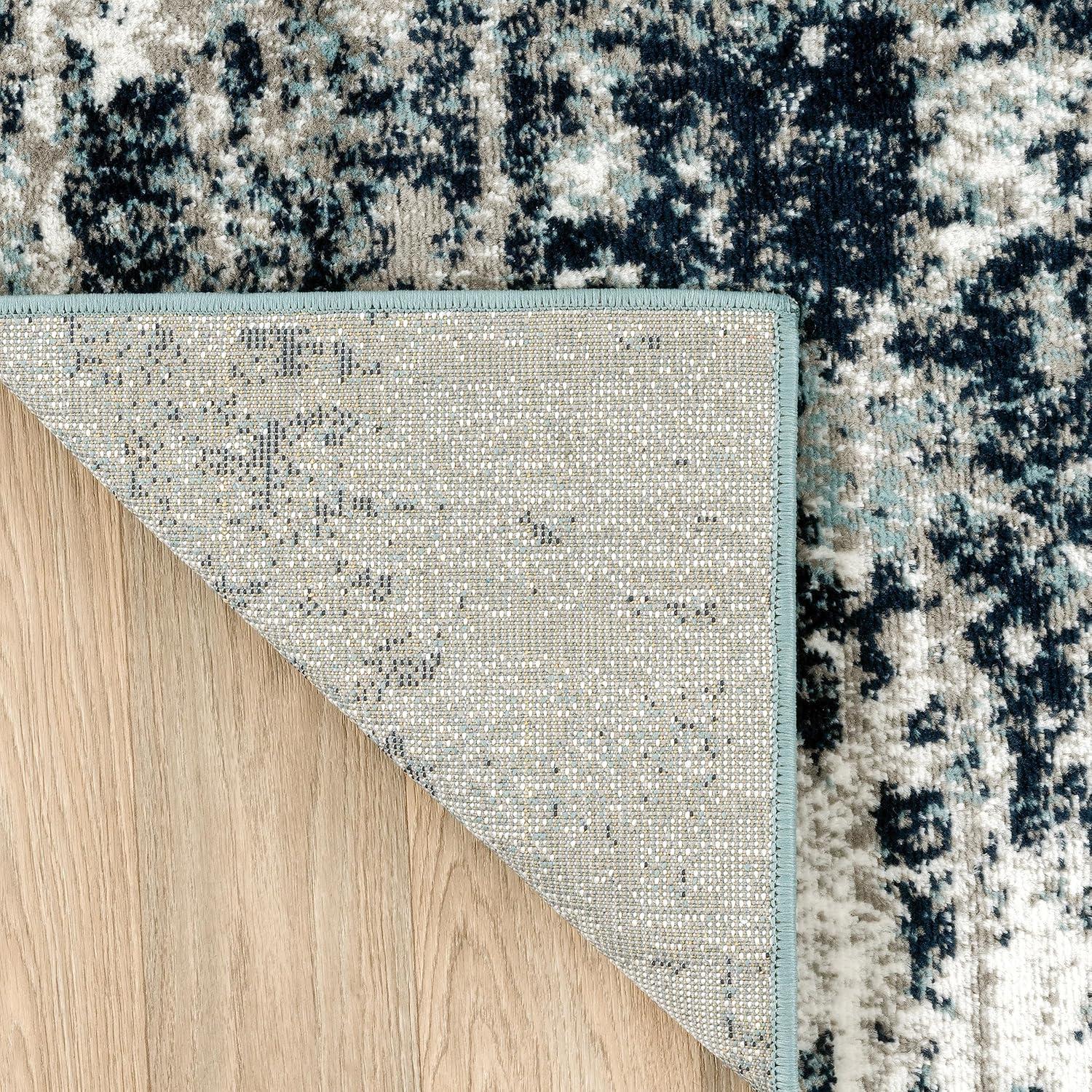 World Rug Gallery Distressed Abstract Blue 2' x 3' Area Rug