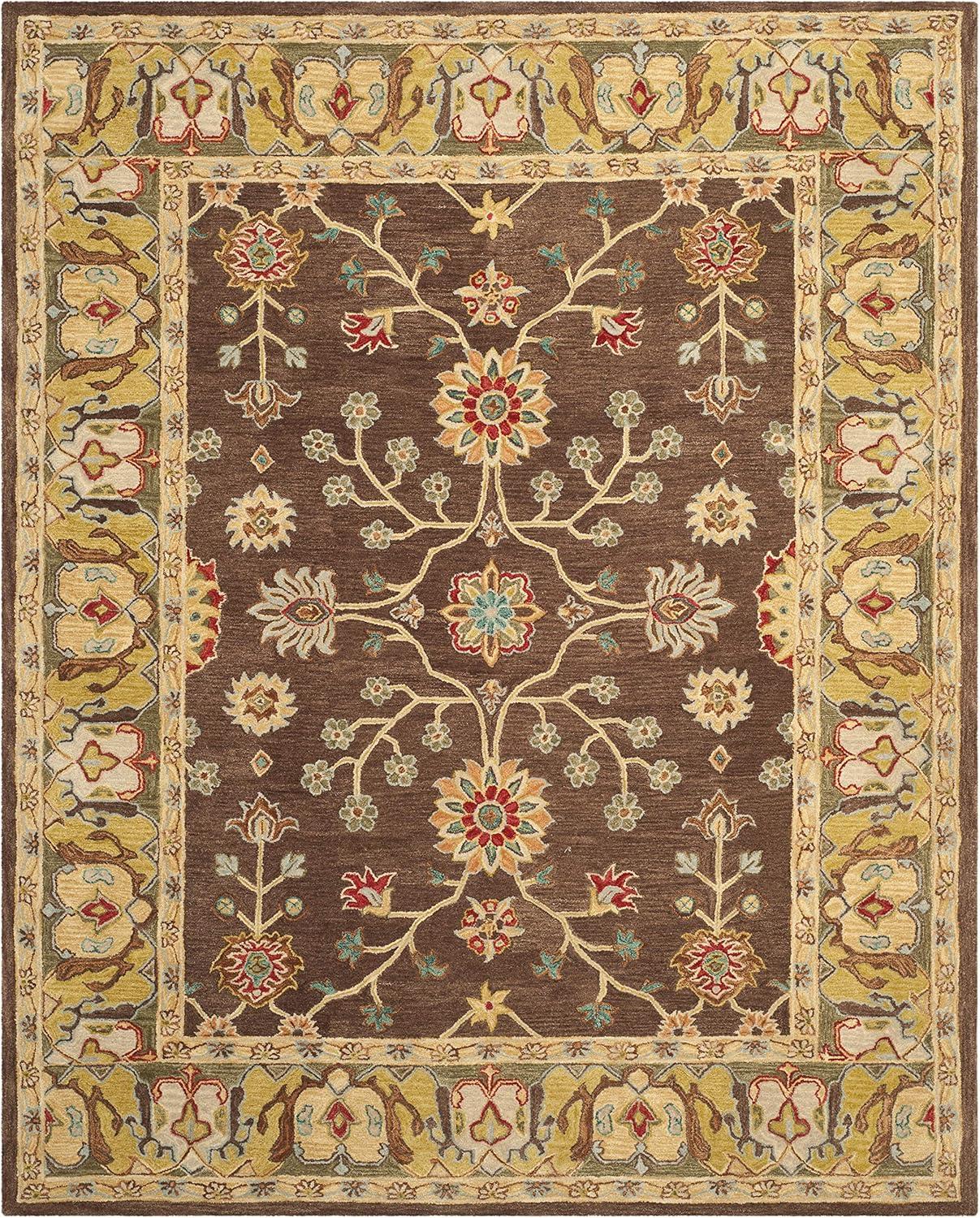 Handmade Brown and Gold Wool Area Rug 9' x 12'