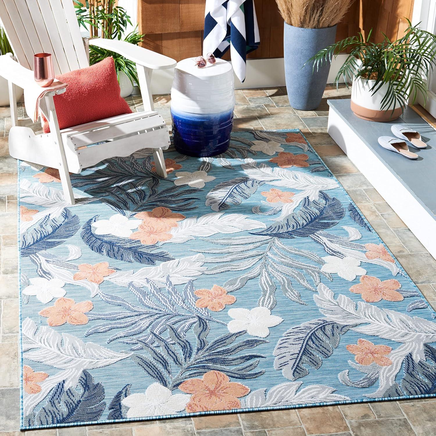 Cabana CBN456 Loomed Indoor/Outdoor Area Rug - Blue/Grey - 5'1"x7'6" - Safavieh