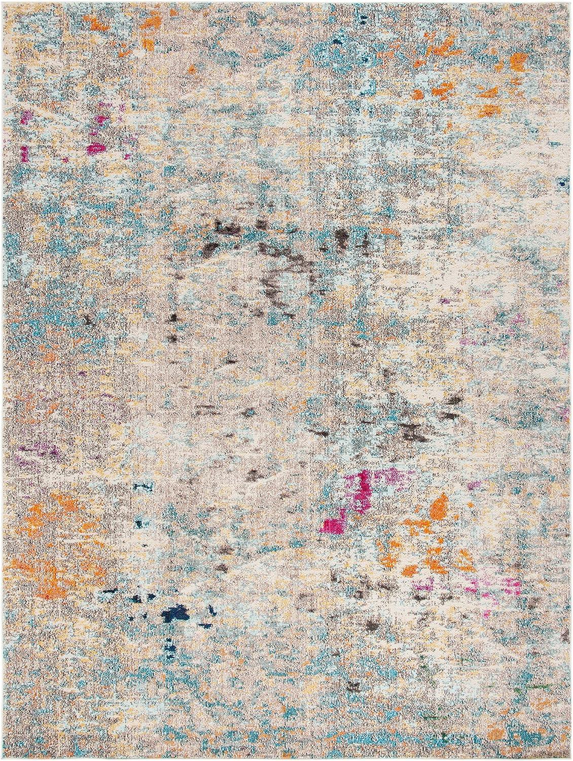 SAFAVIEH Madison Candelario Abstract Polka Dots Area Rug, Grey/Gold, 12' x 15'