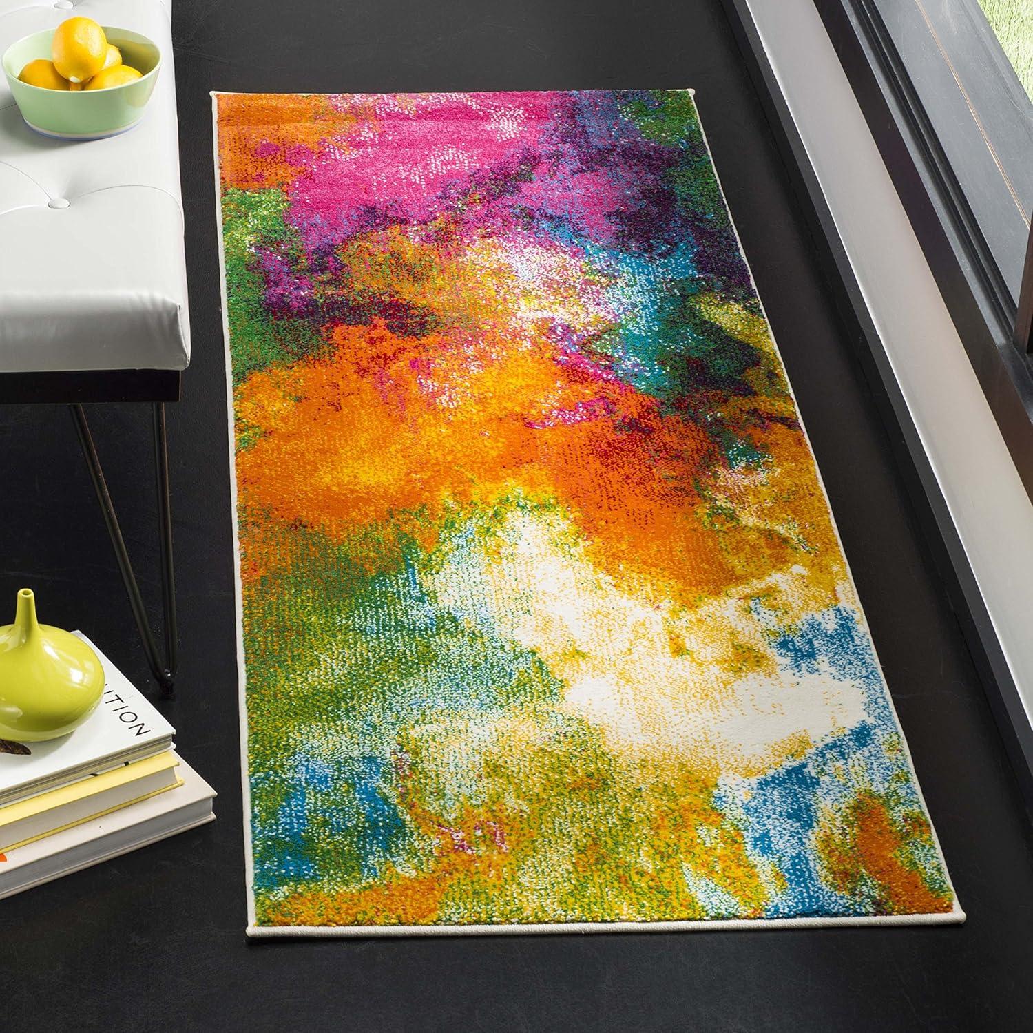 Watercolor WTC619 Power Loomed Area Rug - Orange/Green - 6'7"x9' - Safavieh.