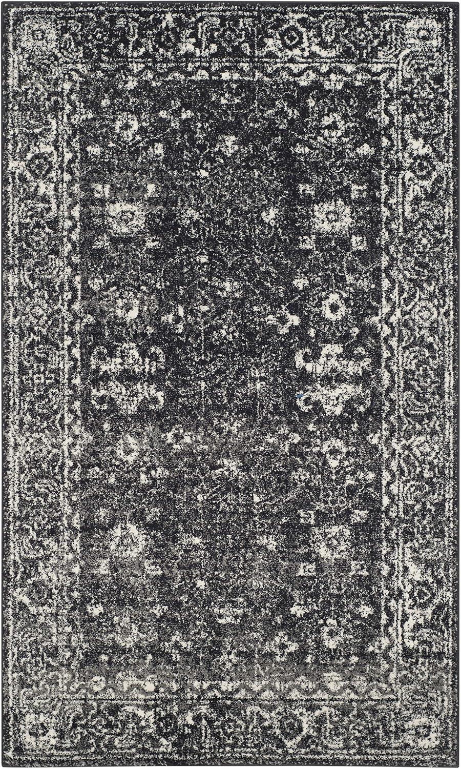 Charcoal & Ivory Synthetic Hand-Knotted Transitional Area Rug - 2'2" x 4'