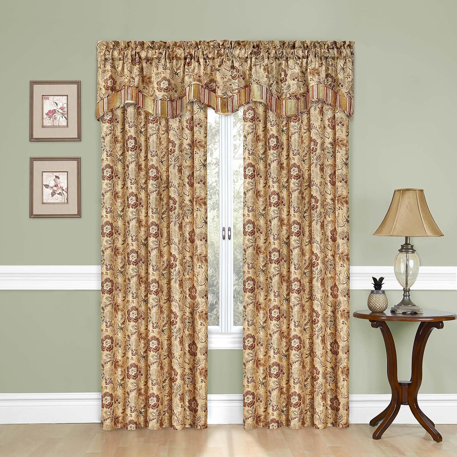 Waverly Traditional Floral Rod Pocket Semi-Sheer Valance, 52" x 18
