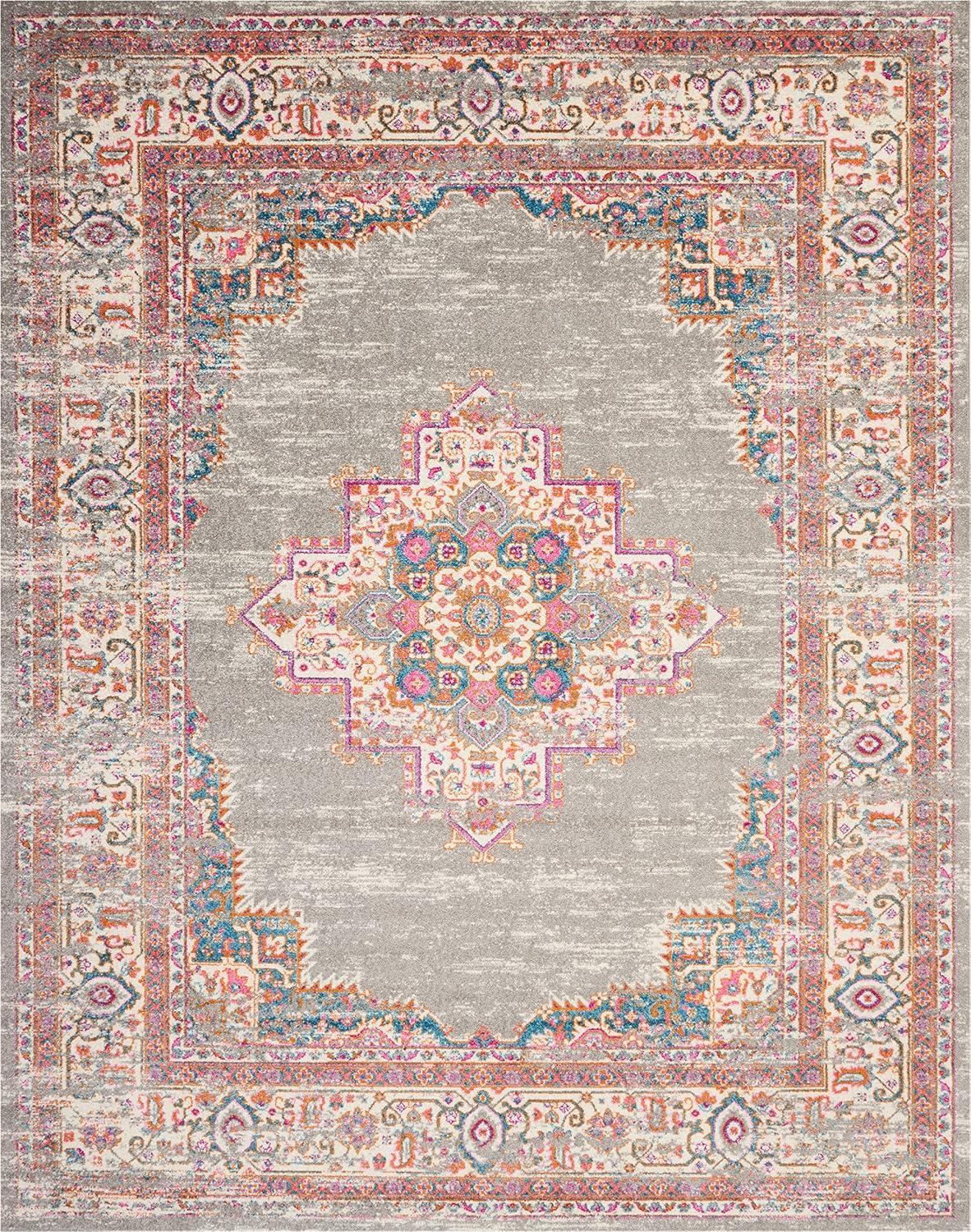 Nourison Passion Medallion Bohemian Indoor Rug Grey 8' x 10'