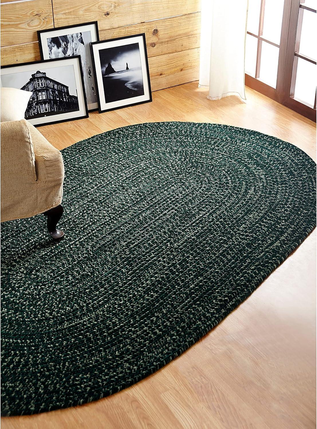 Better Trends Chenille Tweed Braid Reversible Indoor Area Utility Rug 100% Polyester, 30" x 50" Oval, Diluth & Emerald