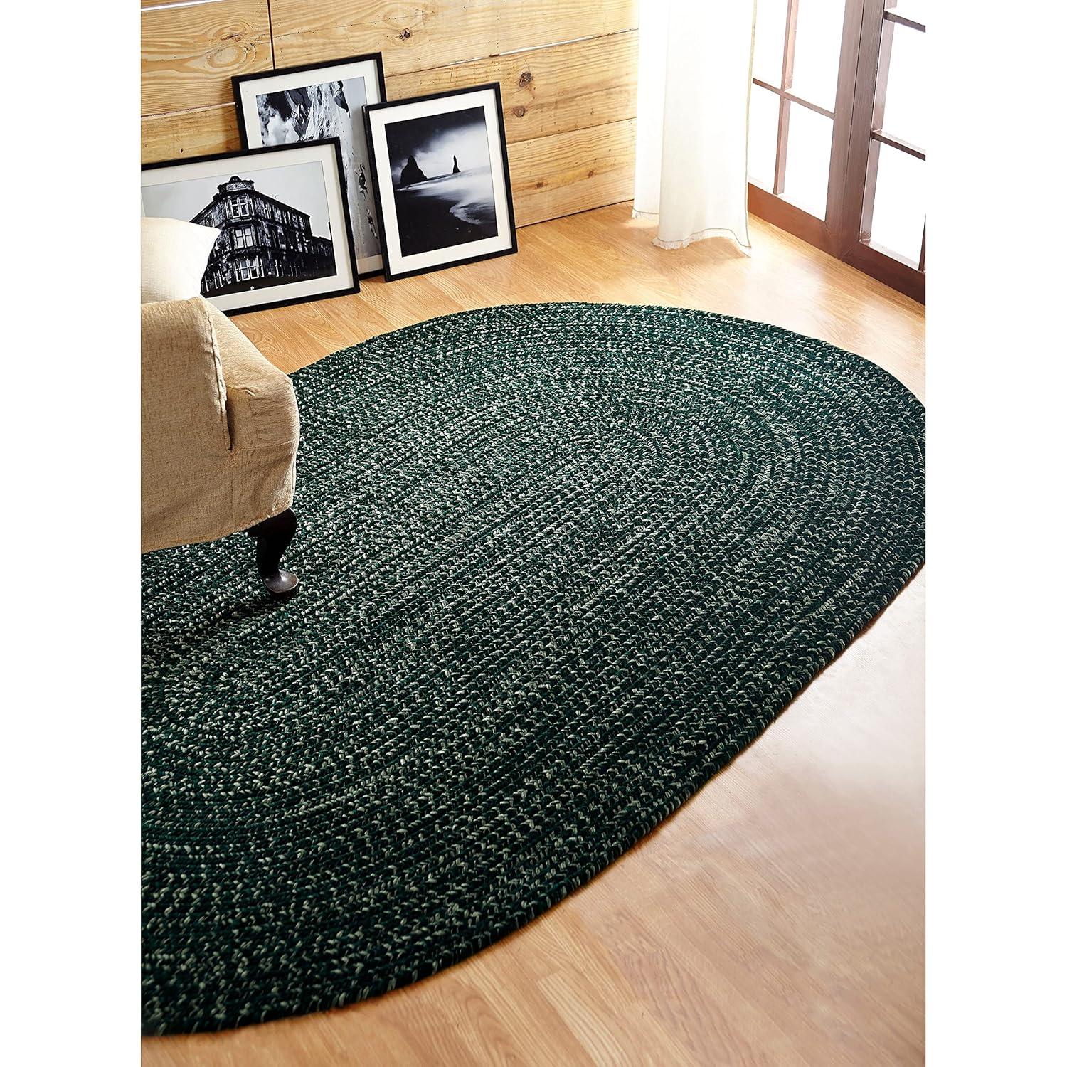 Better Trends Chenille Tweed Braid Reversible Indoor Area Utility Rug 100% Polyester, 30" x 50" Oval, Diluth & Emerald