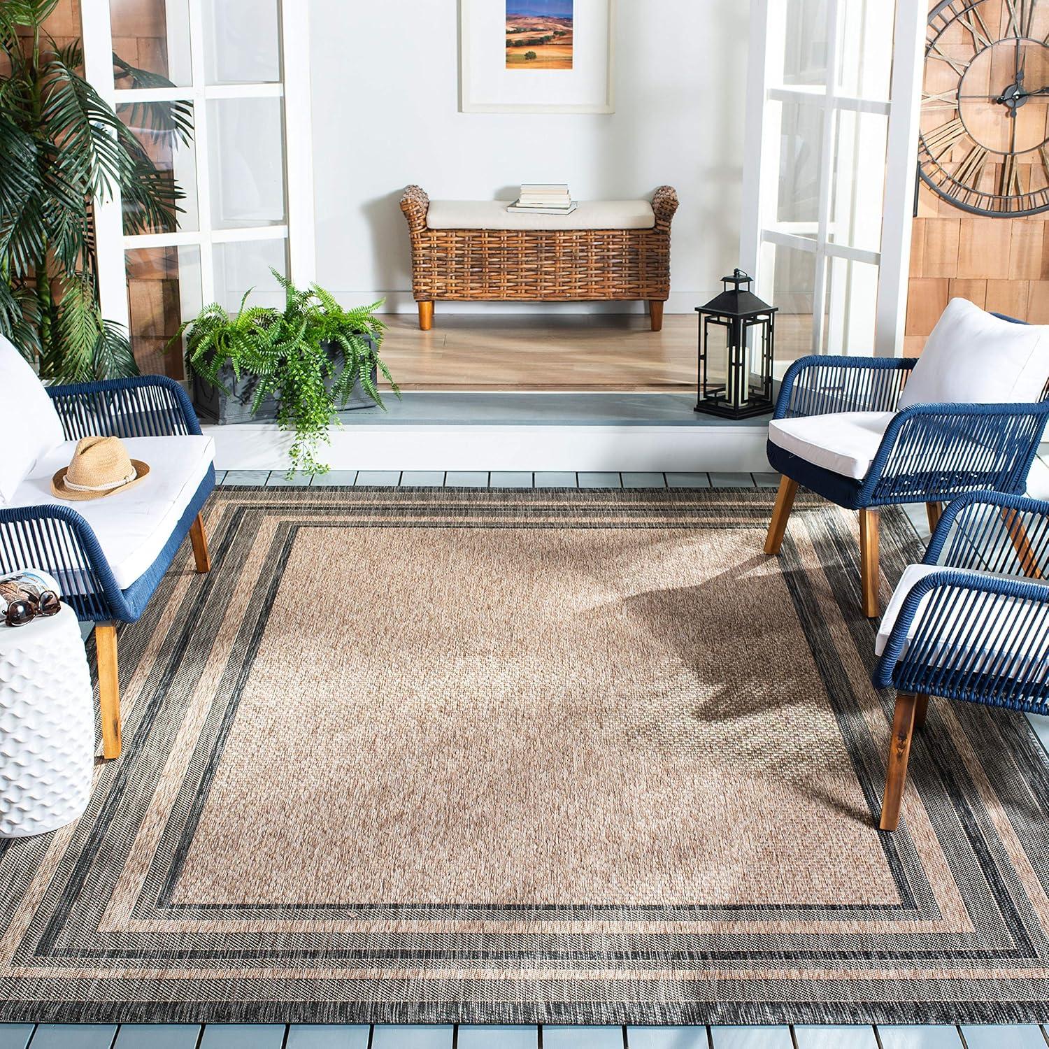 Courtyard CY8475 Power Loomed Indoor and Outdoor Accent Rug - Natural/Black - 2'7"x5' - Safavieh