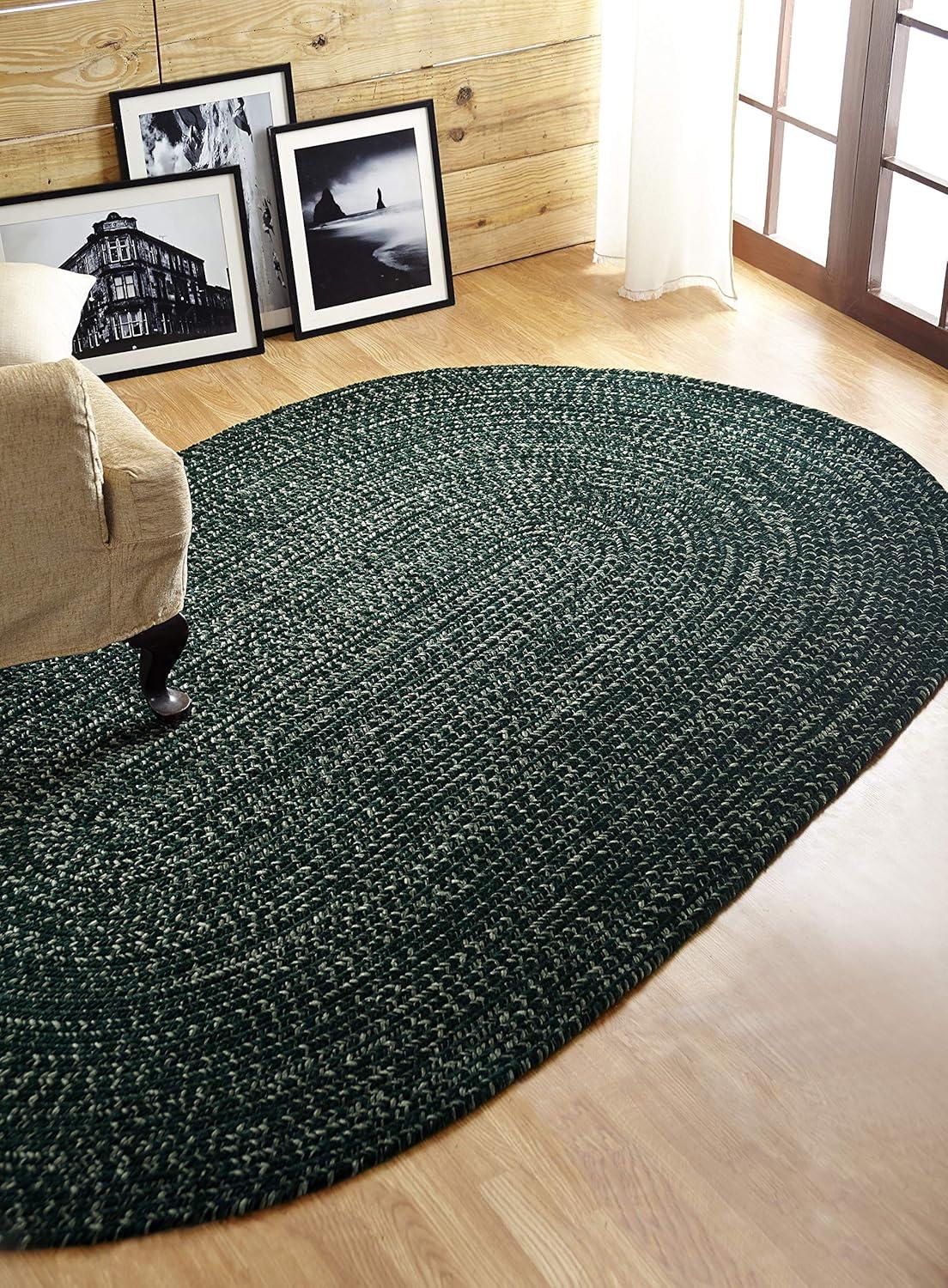 Better Trends Chenille Tweed Braid Collection is Durable and Stain Resistant Reversible Indoor Area Utility Rug 100% Polyester in Vibrant Colors, 96" x 120" Oval, Diluth & Emerald