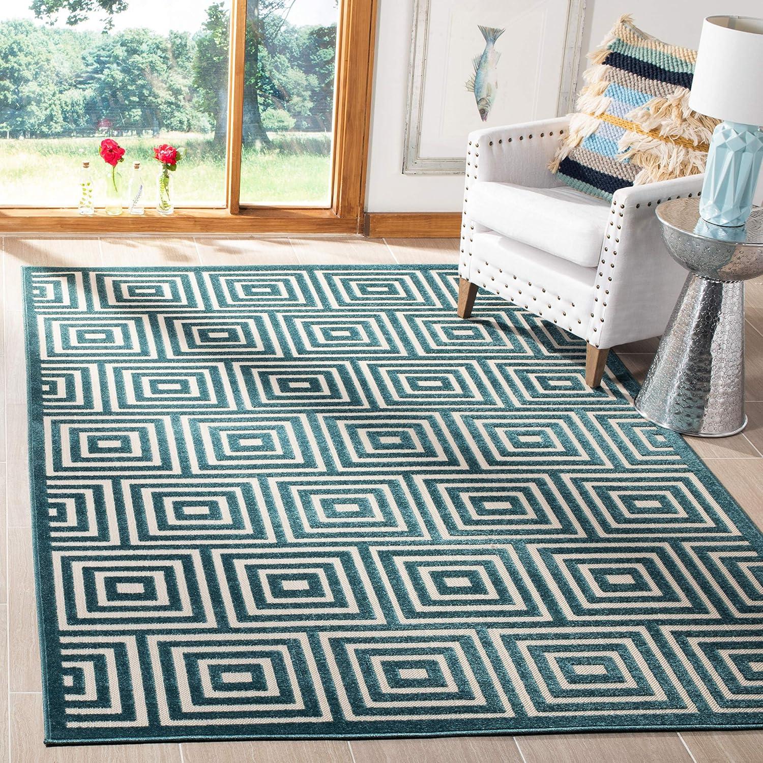Cottage COT941 Loomed Indoor Area Rug - Cream/Turquoise - 8'x11'2" - Safavieh