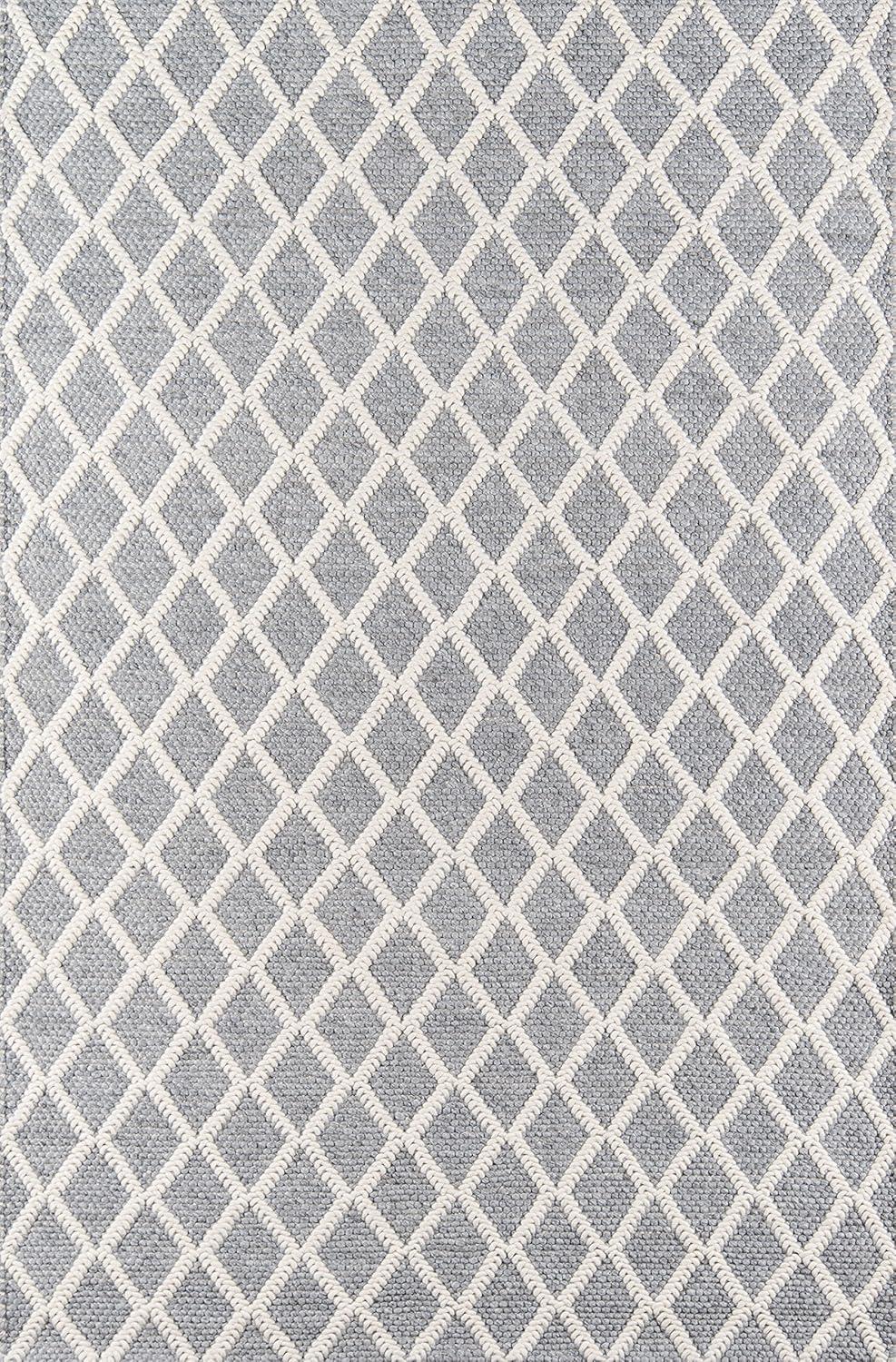 Momeni  Andes Hand-woven Wool and Viscose Trellis Area Rug Grey 3' x 5' Viscose,Wool Geometric,Trellis 3' x 5' Indoor Ivory Rectangle