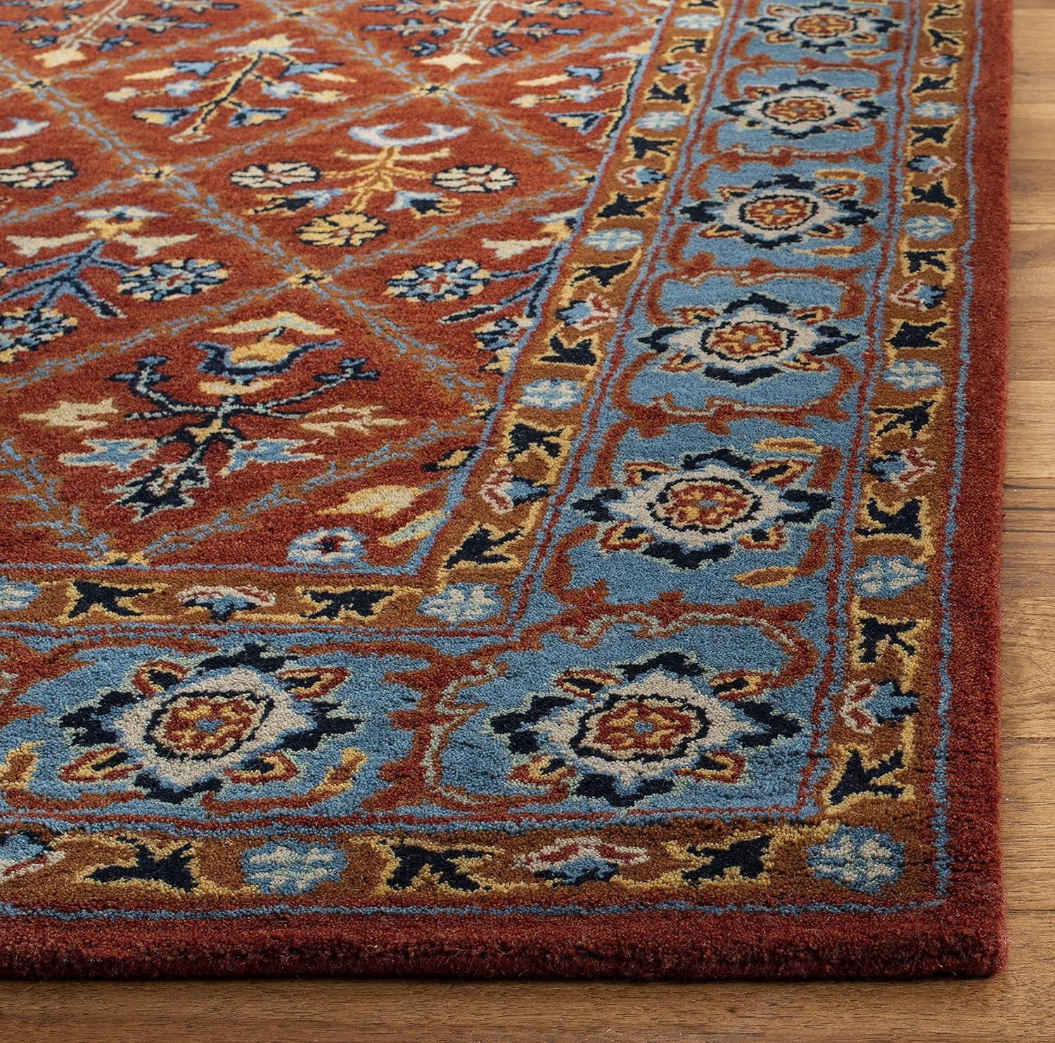 SAFAVIEH Heritage Carmella Floral Wool Area Rug, Red/Blue, 6' x 9'