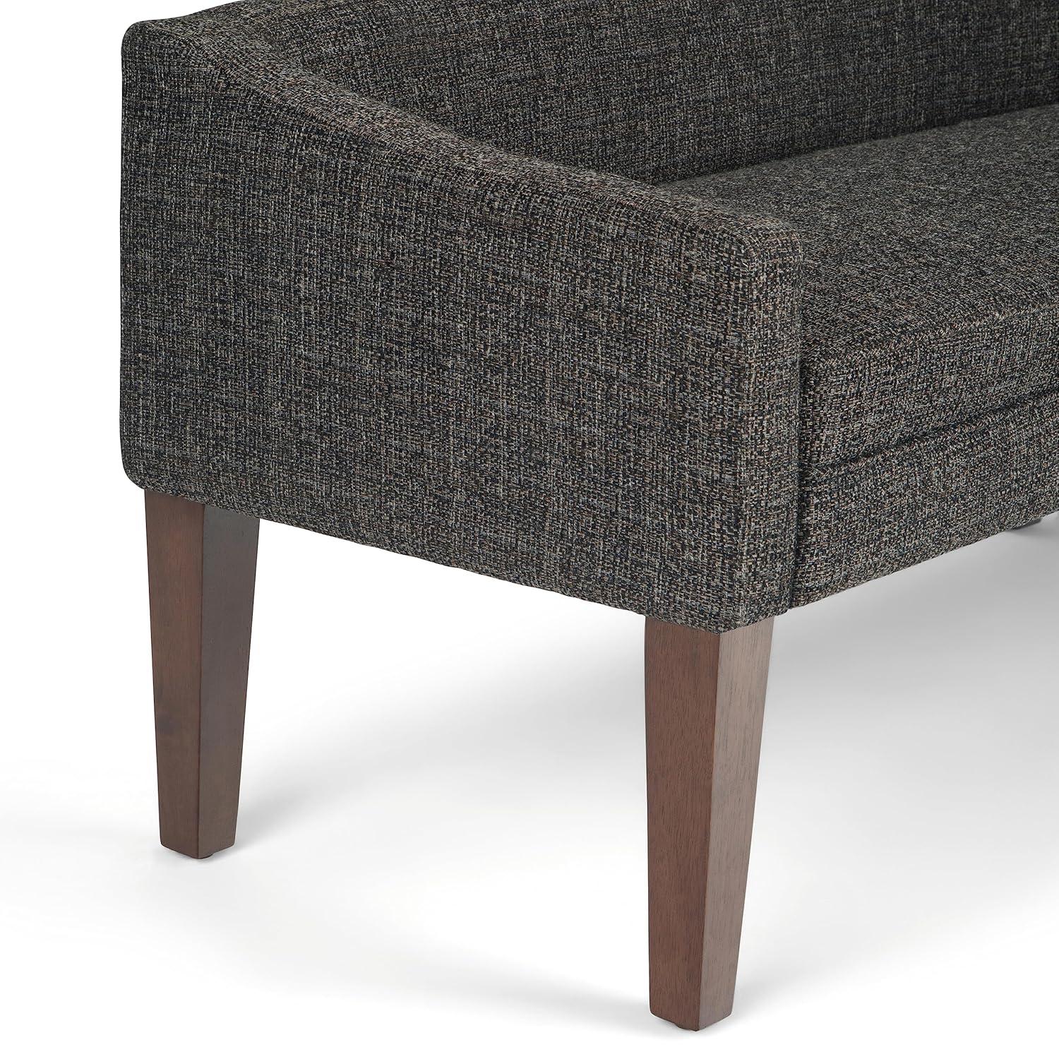 Simpli Home Parris 50"W Upholstered Contemporary Fabric Entryway Bench with Low-Profile Back and Swooped Arms