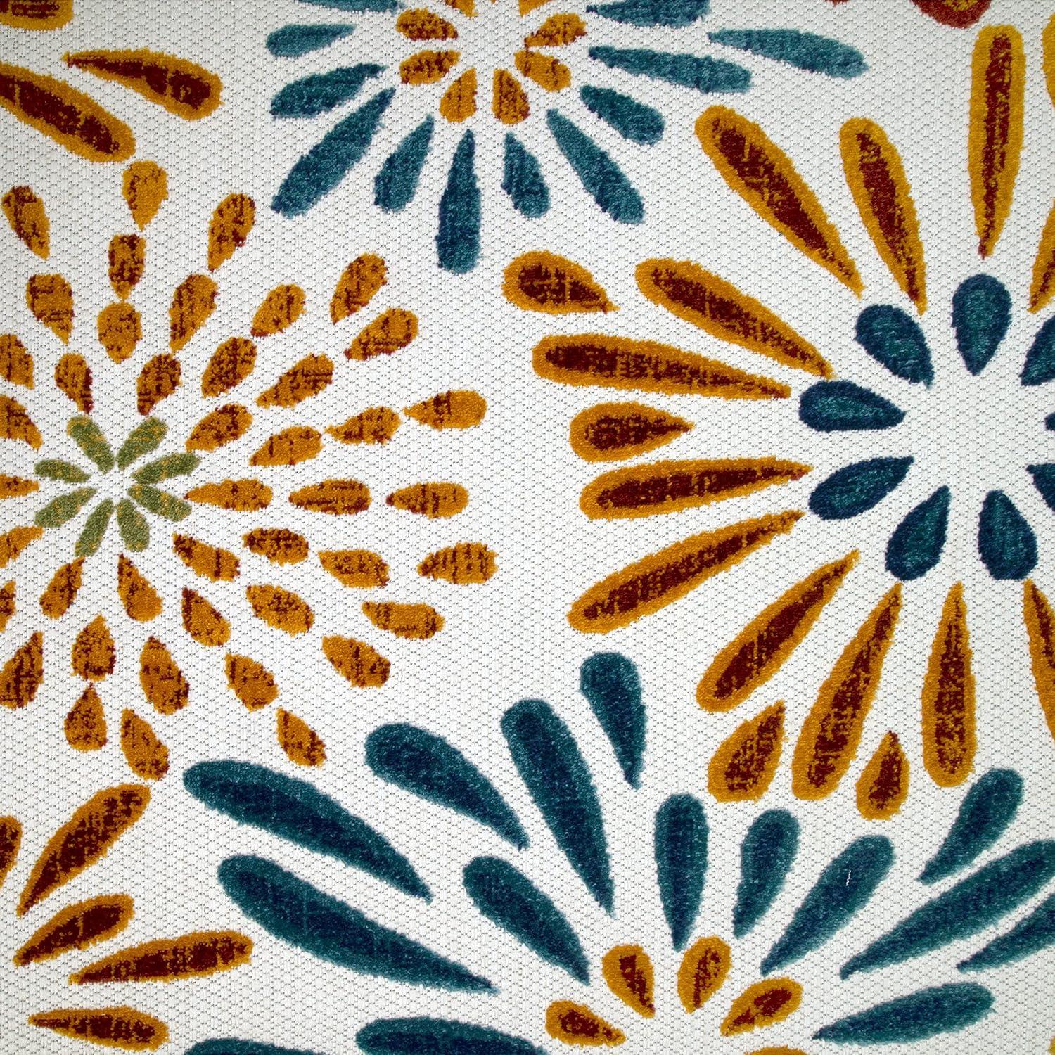 Leick Home 595421 Beam Flower Indoor Outdoor Area Rug Rectangle 6'7"x9'6"