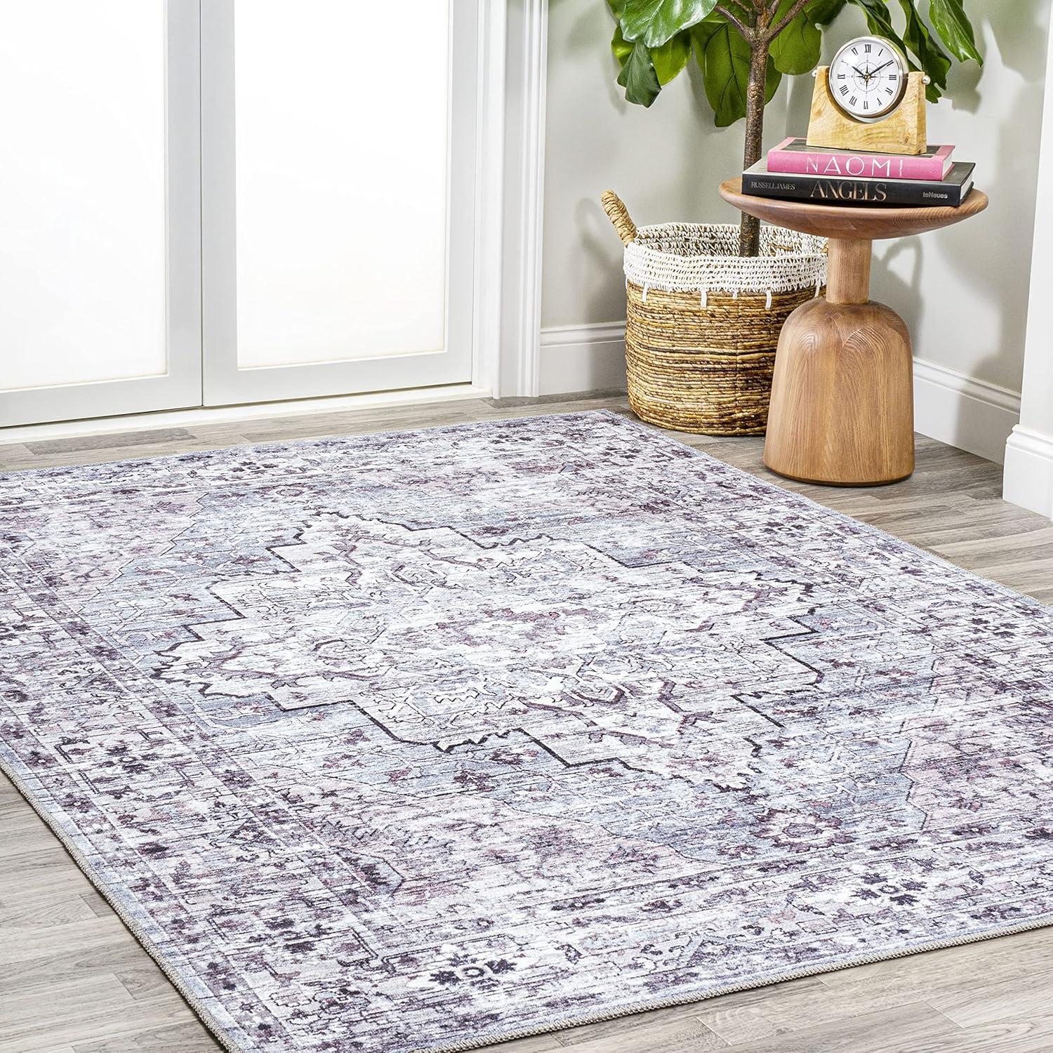 Didim Boho Gray Medallion Washable Area Rug - JONATHAN Y