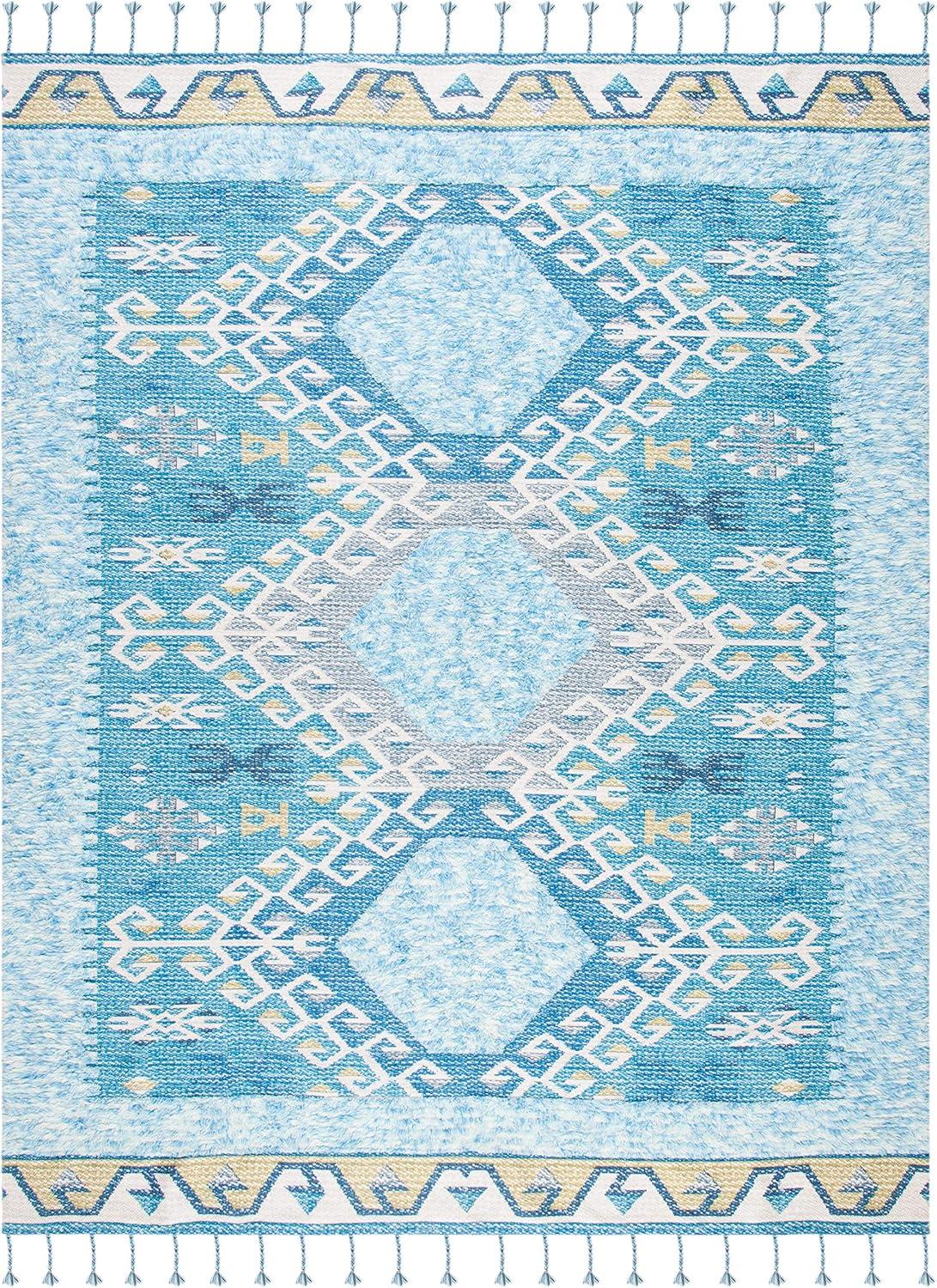 Saffron SFN103 Hand Loomed Indoor Area Rug - Turquoise/Blue - 8'x10' - Safavieh