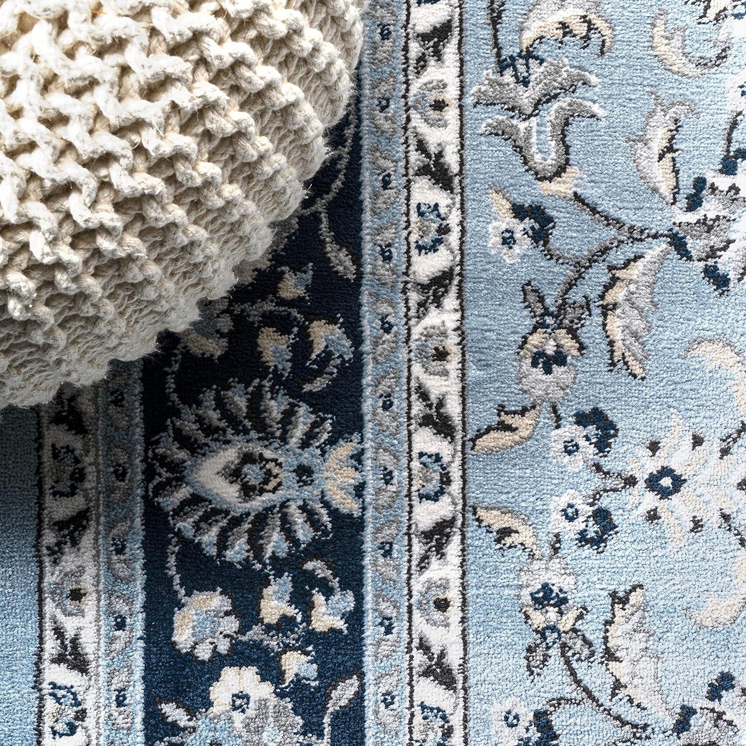 8'x 10' Palmette Modern Persian Floral Area Rug, Blue/Navy - JONATHAN Y