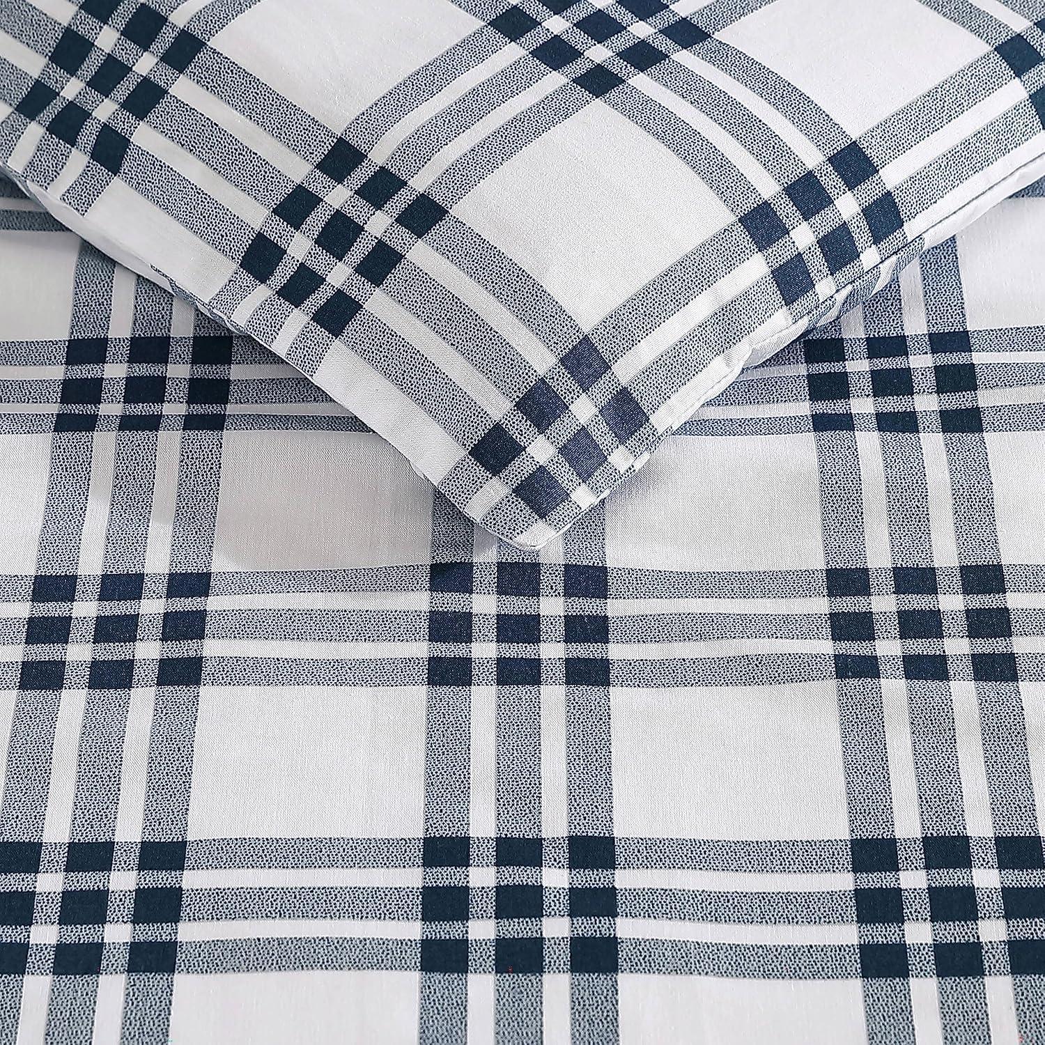Eddie Bauer Arrowhead Eddie Bauer Basic Plaid Navy Cotton Percale Duvet Cover Set