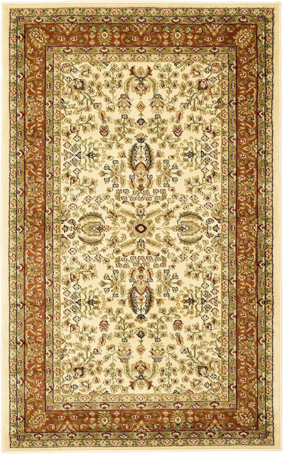 Ivory and Rust Tufted Synthetic Rectangular Area Rug