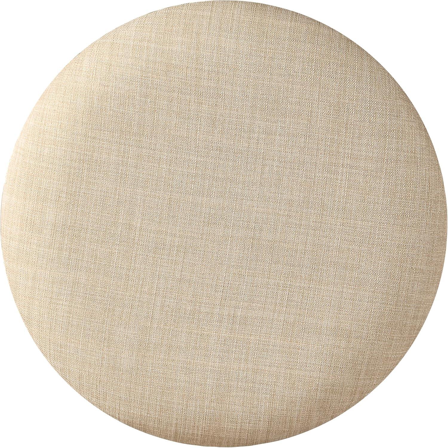 Beige Fabric Round Swivel Stool with White-Wash Wood Finish, 2-Pack